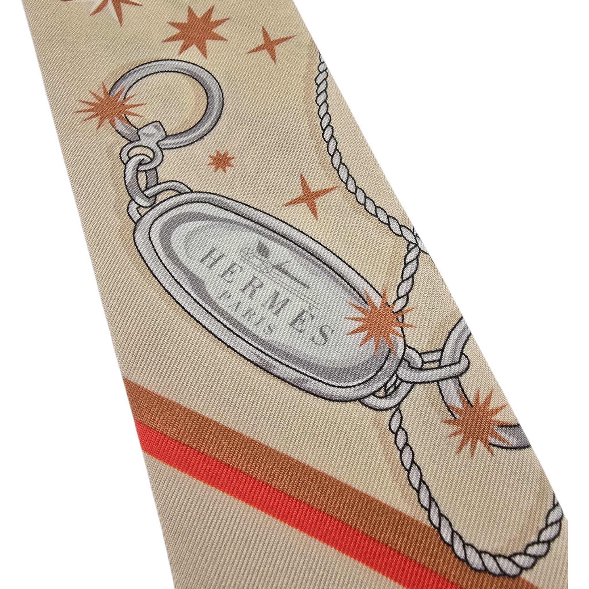 Hermes Silk Twilly C'est la Fete Beige Rose Caramel Whitev HERMES
