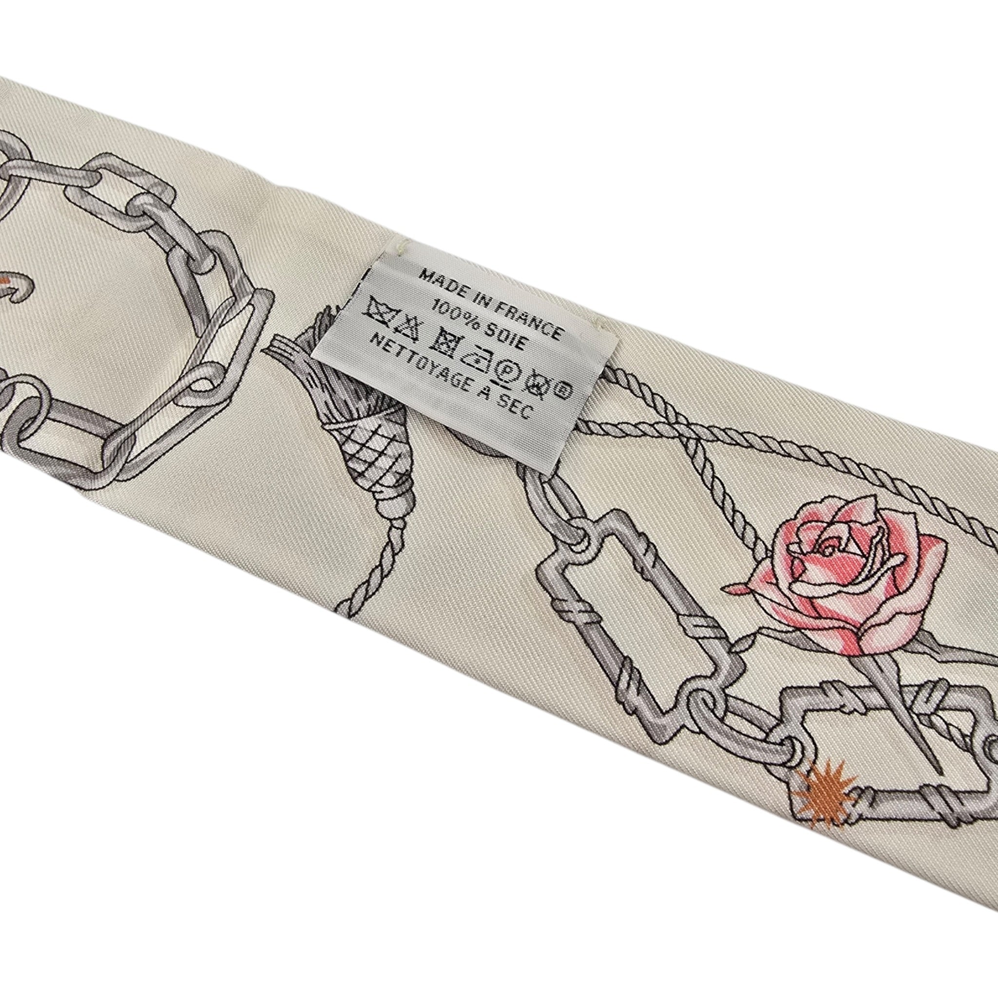 Hermes Silk Twilly C'est la Fete Beige Rose Caramel Whitev HERMES