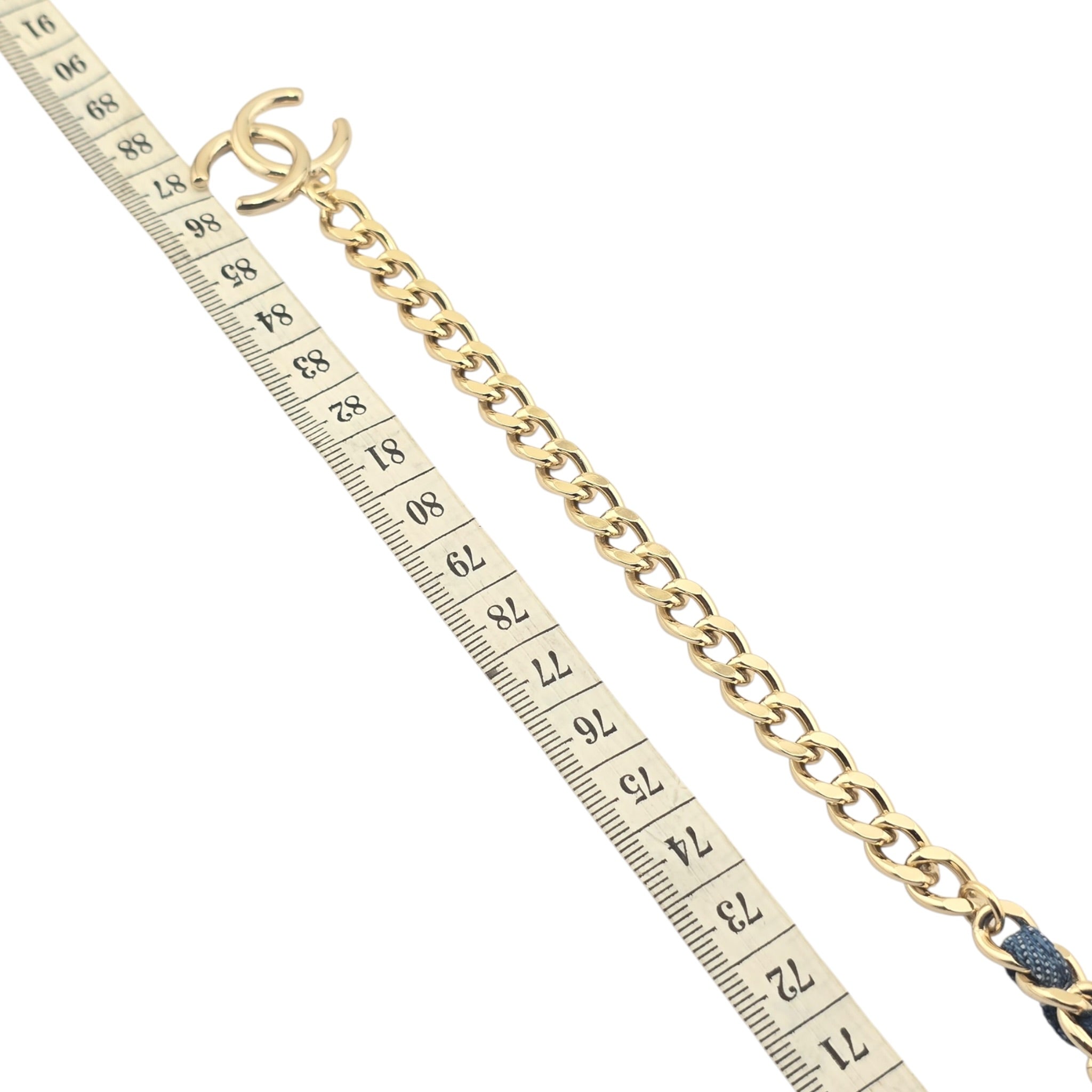 Chanel CC Blue Denim Gold Double Chain Necklace 2025 CHANEL