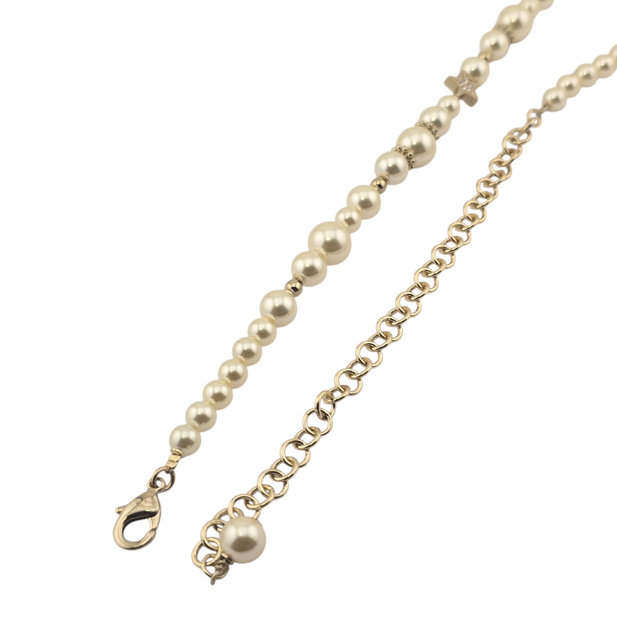 Chanel CC Long Faux Pearl Necklace Star Crystals 2025 CHANEL