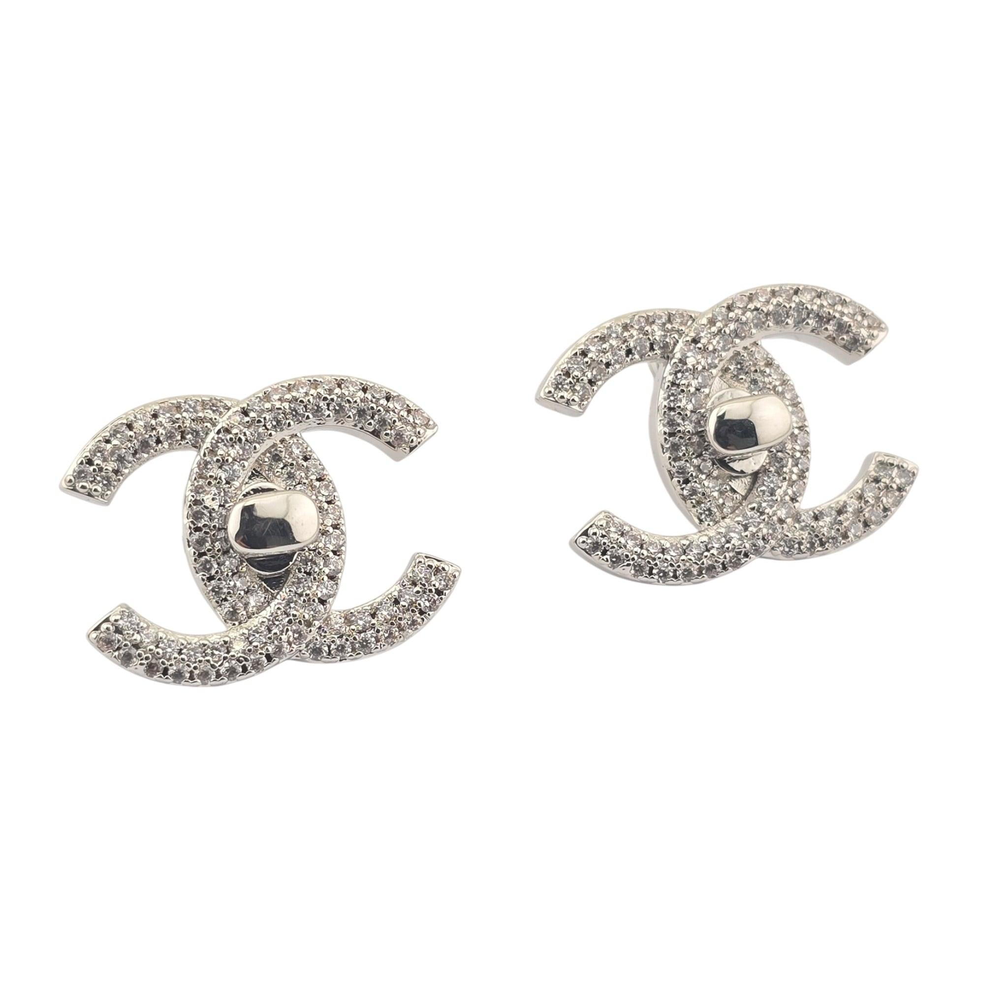 Chanel CC Crystal Turnlock Stud Earrings 2022 CHANEL