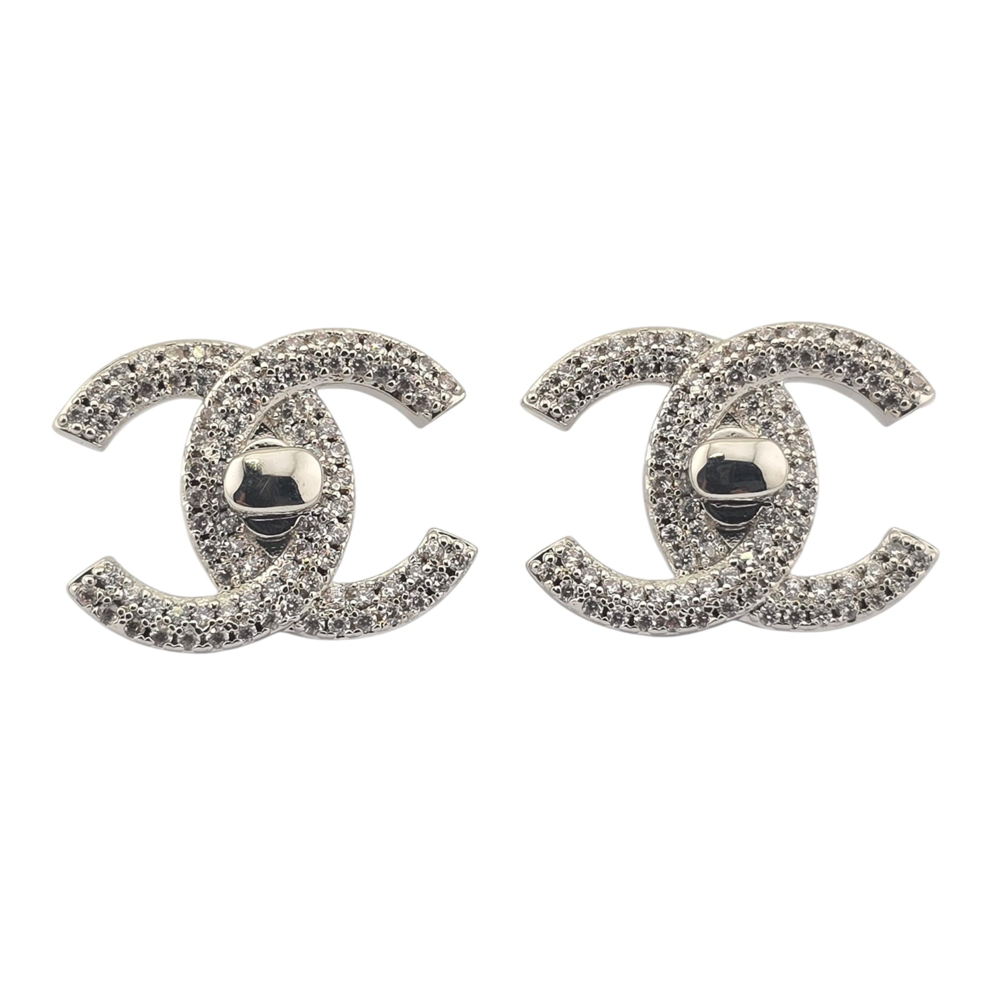 Chanel CC Crystal Turnlock Stud Earrings 2022 CHANEL