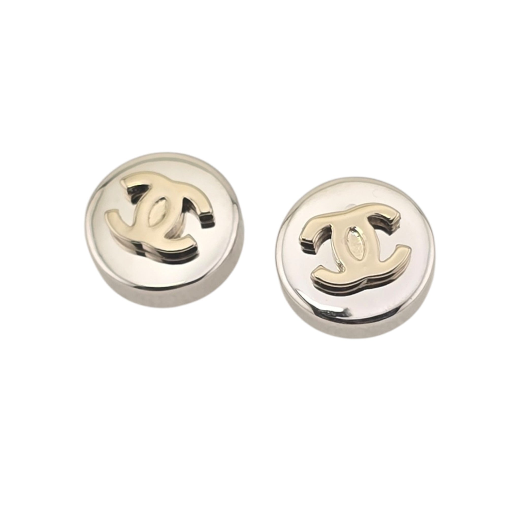 Chanel CC Round Silver Gold Earrings 2026 CHANEL