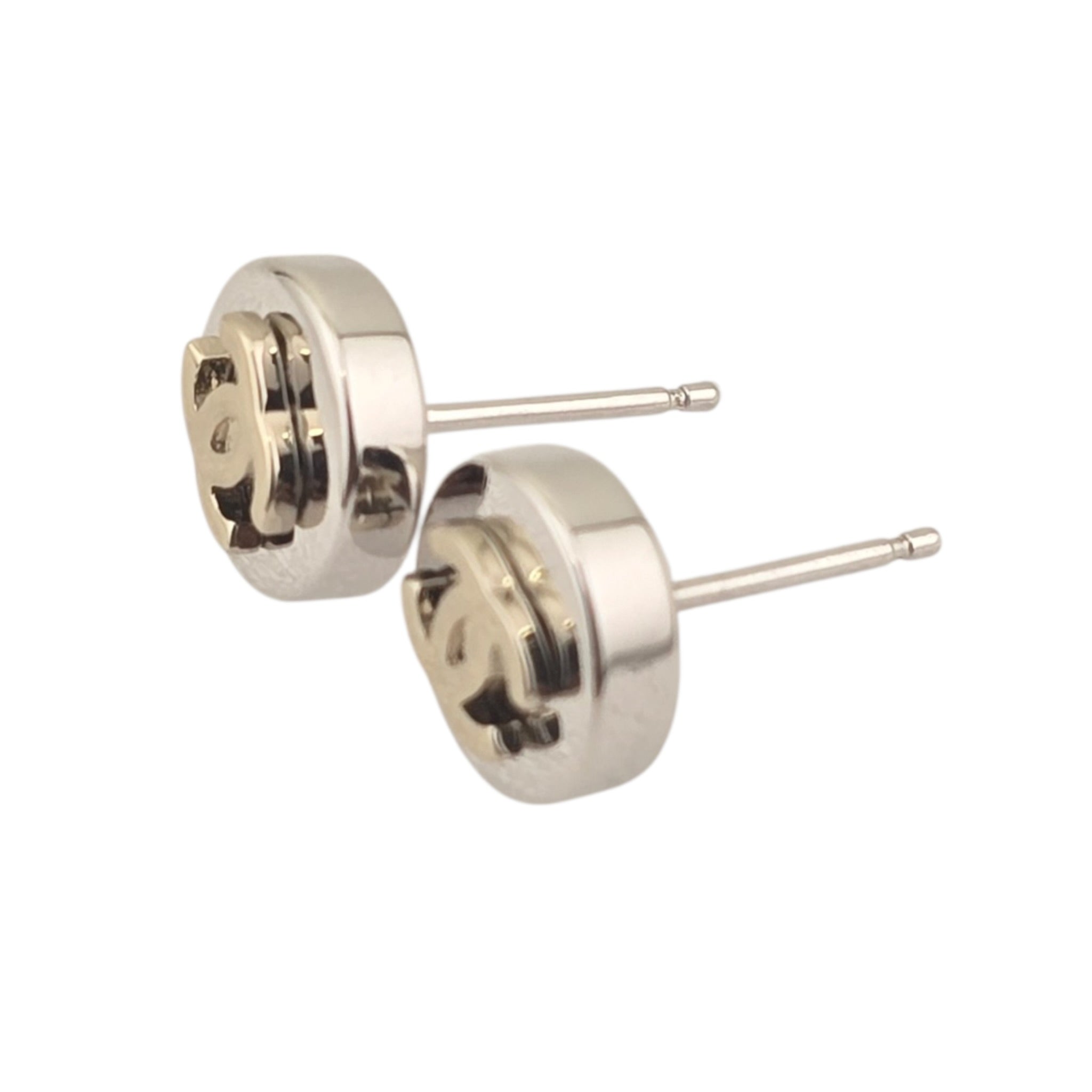 Chanel CC Round Silver Gold Earrings 2026 CHANEL