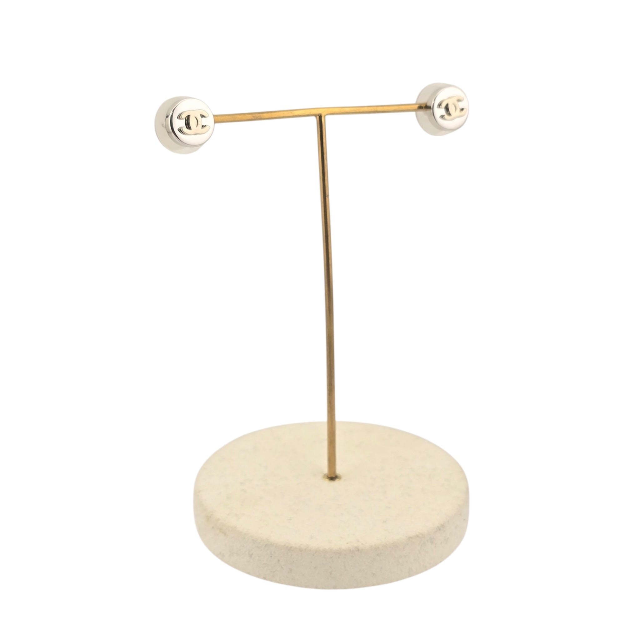 Chanel CC Round Silver Gold Earrings 2026 CHANEL