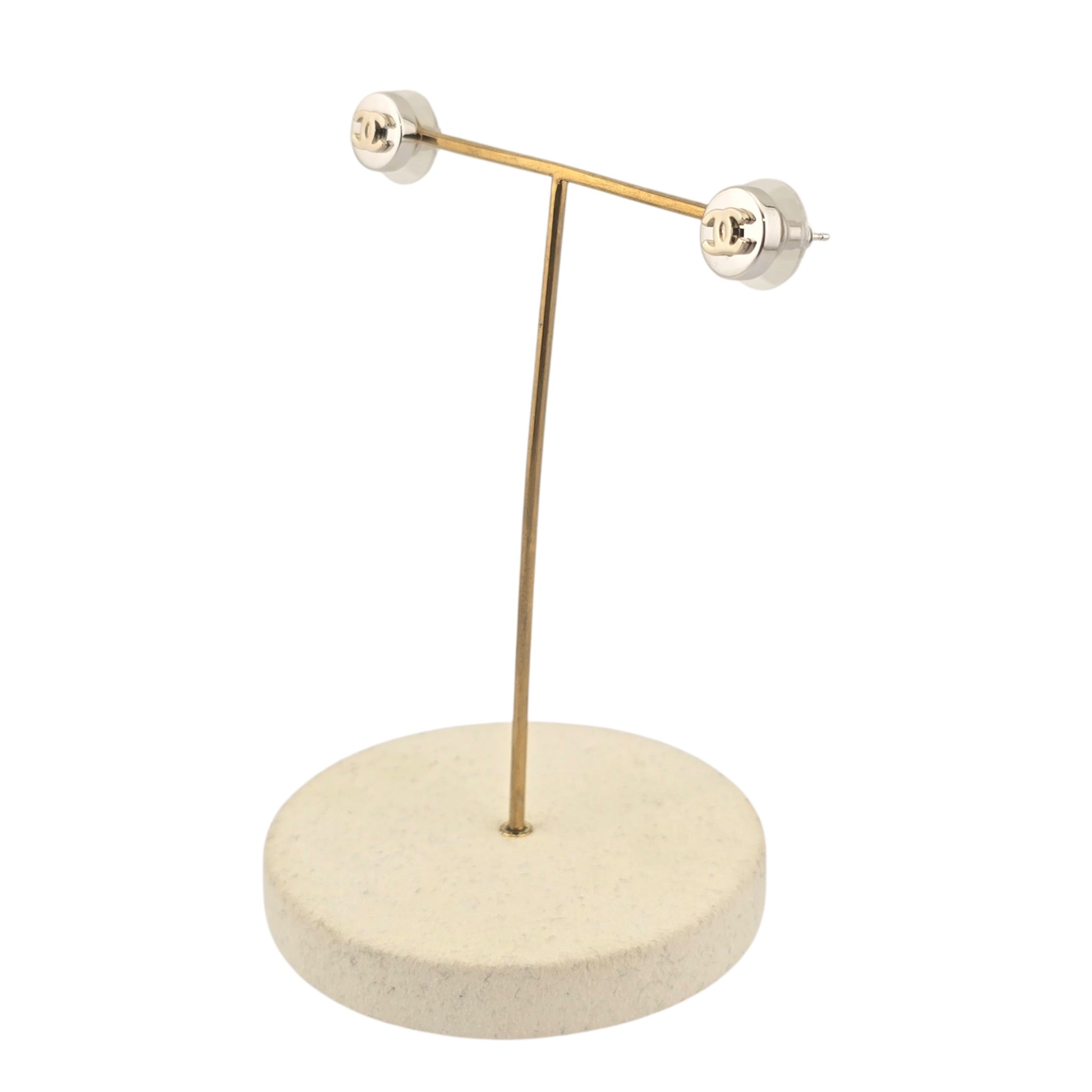Chanel CC Round Silver Gold Earrings 2026 CHANEL