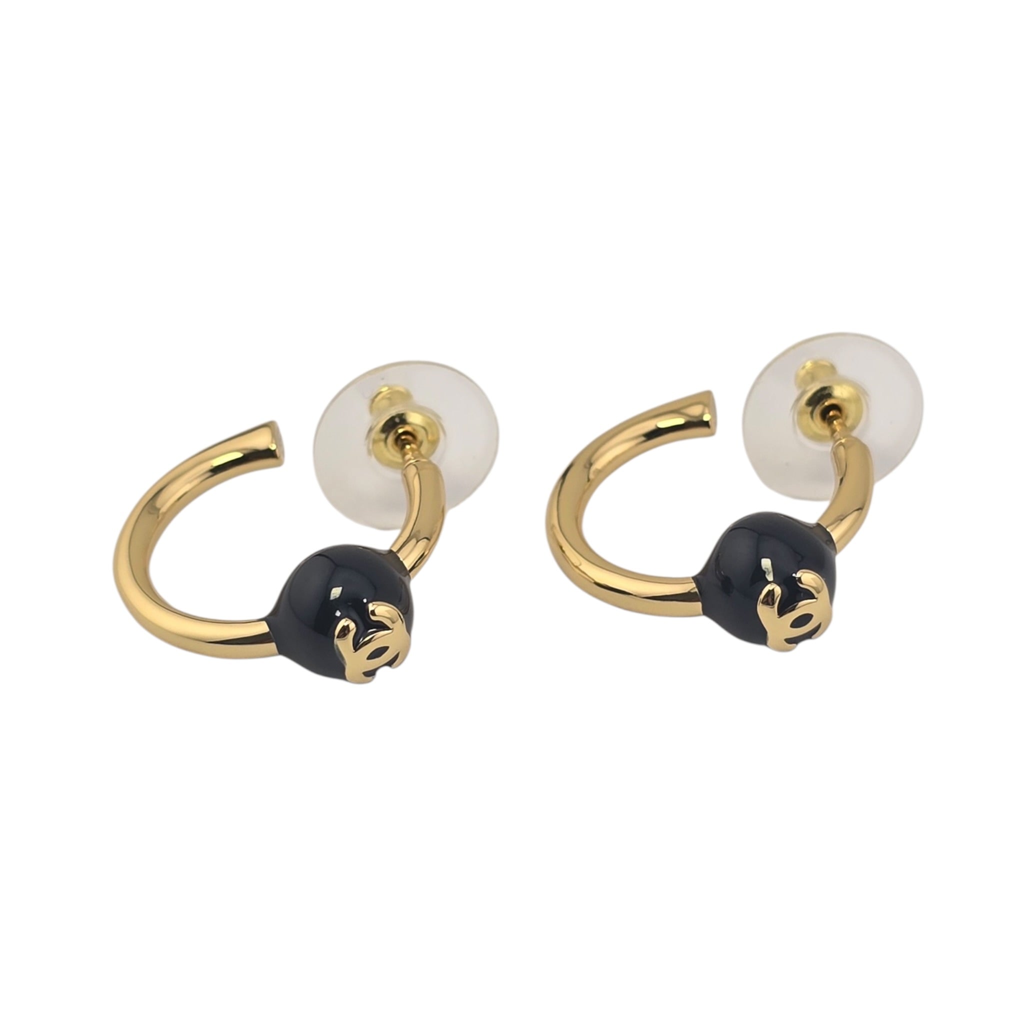 Chanel CC Gold Black Hoop Earrings 2026 CHANEL