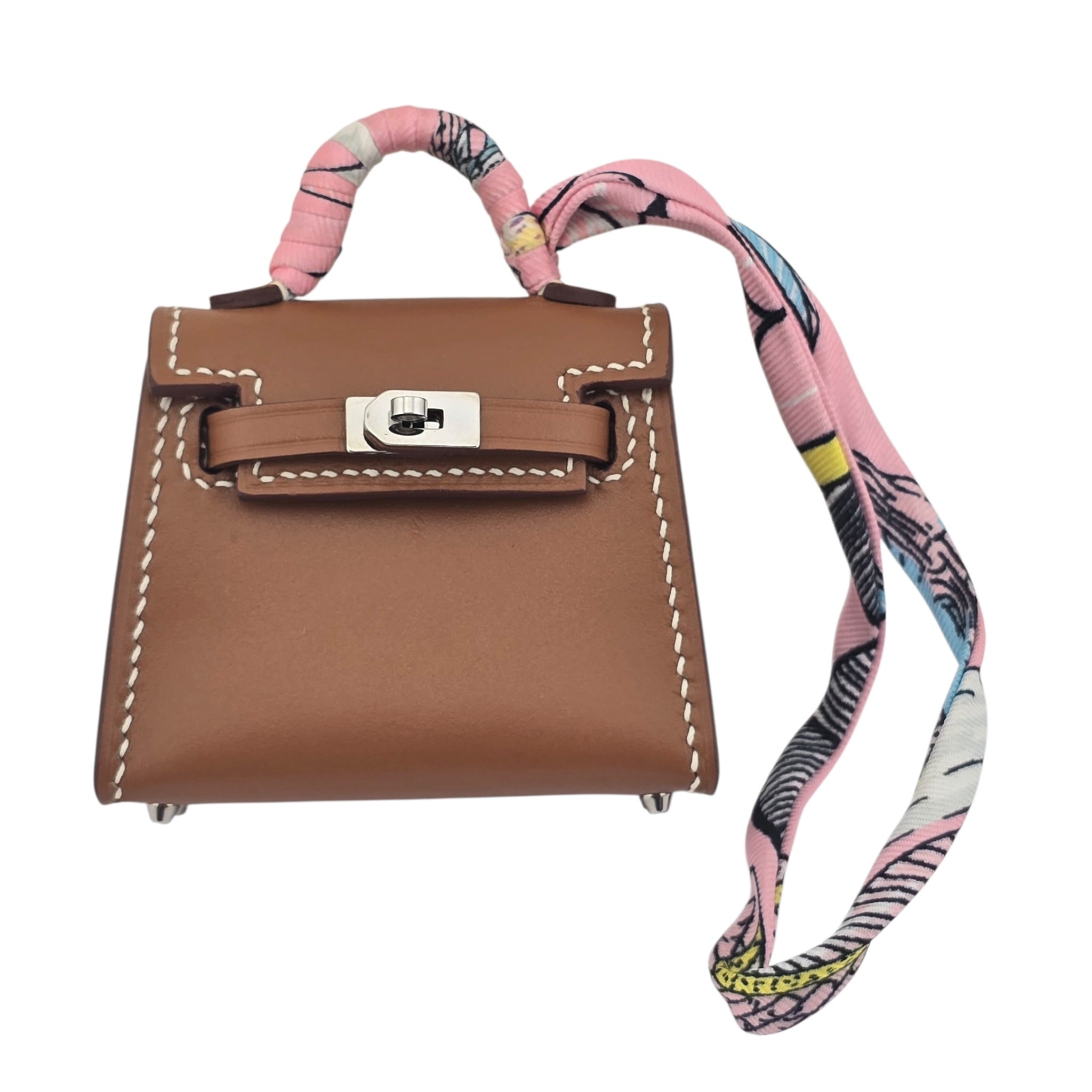 Hermès Tadelakt Mini Kelly Twilly Bag Charm Gold HERMES