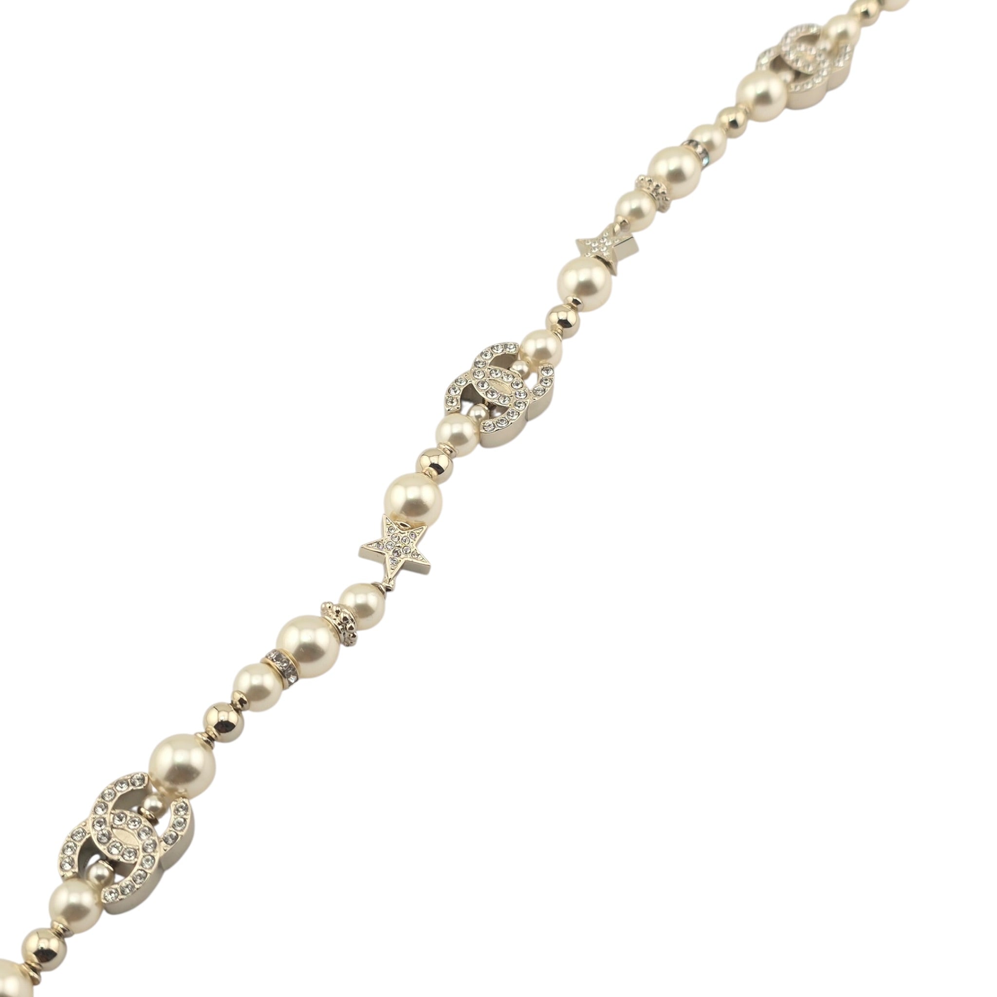 Chanel CC Gold Faux Pearl Star Crystal Choker Necklace 2023 CHANEL