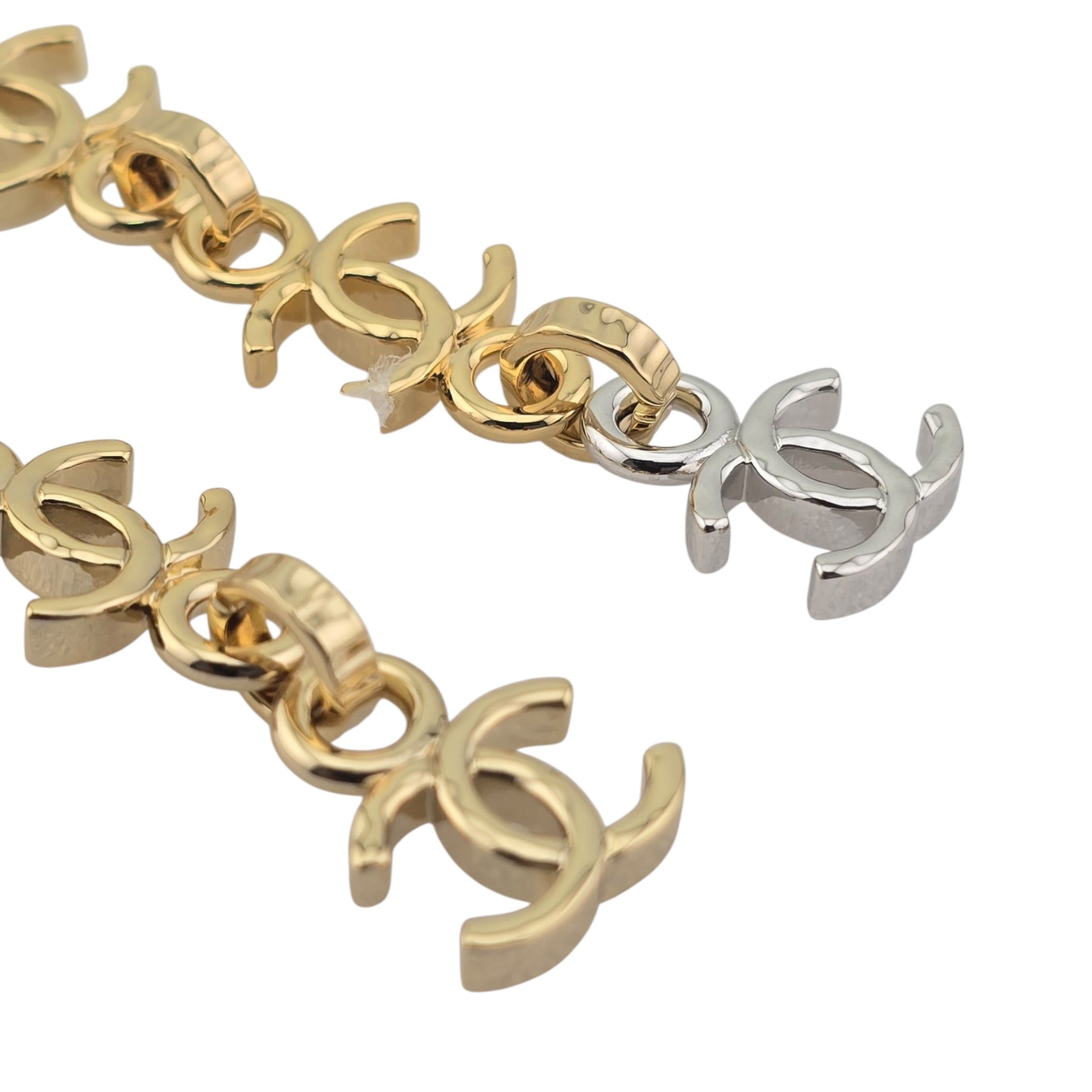 Chanel CC Gold Silver Long Drop Earrings 2026 CHANEL