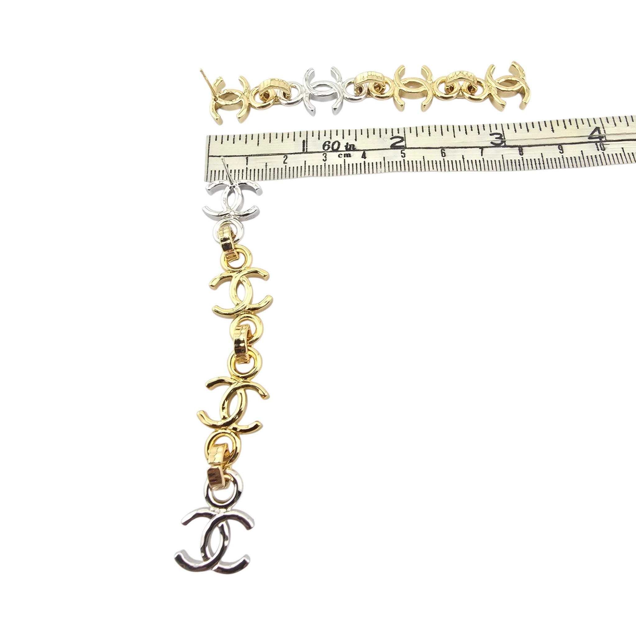 Chanel CC Gold Silver Long Drop Earrings 2026 CHANEL