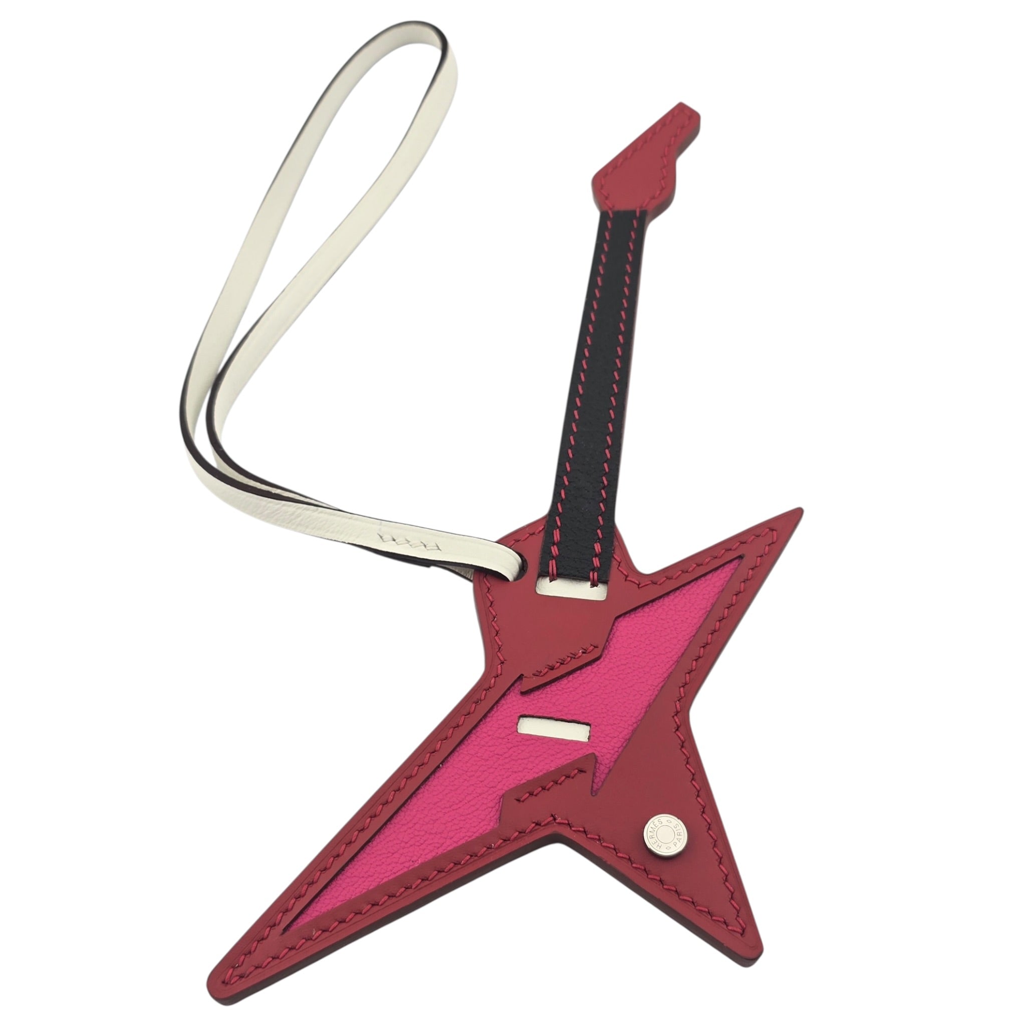 Hermes Rock Bag Charm Tadelakt Swift Rouge Vif Rose Pop HERMES