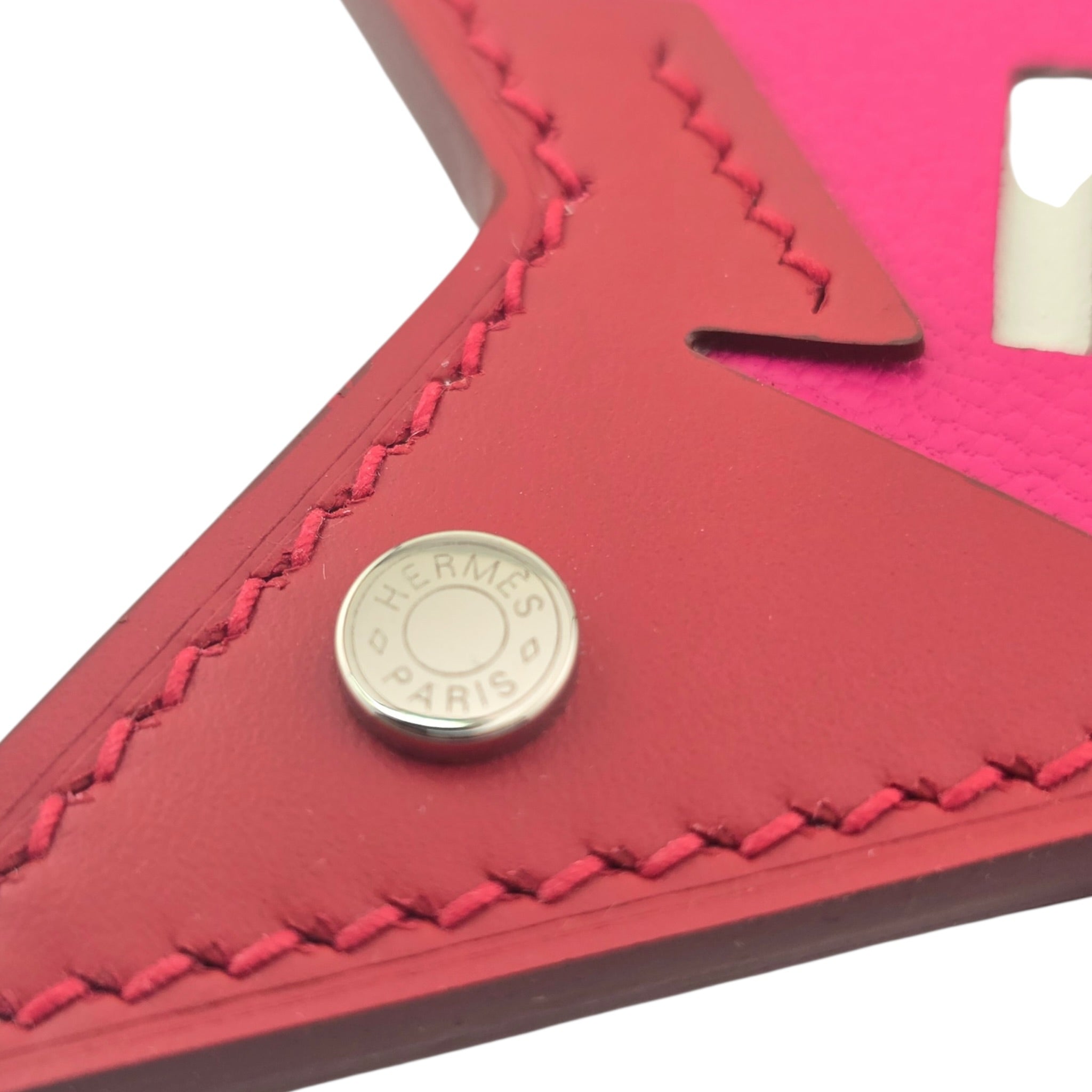 Hermes Rock Bag Charm Tadelakt Swift Rouge Vif Rose Pop HERMES