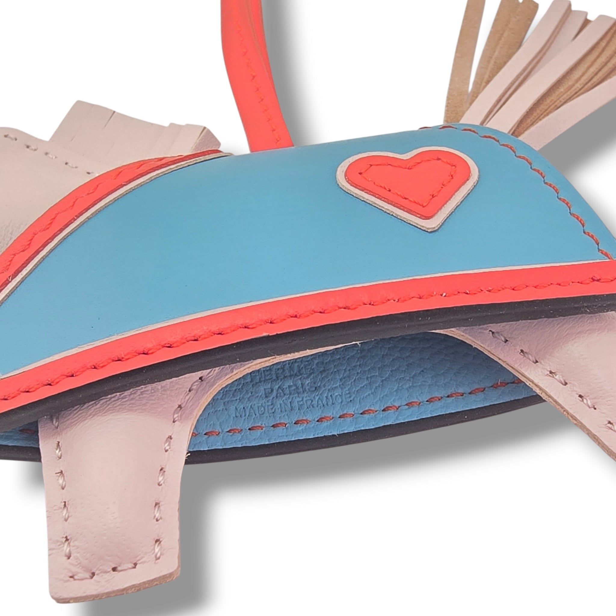 Hermès Rodeo Robeo Coeur Bag Charm PM Rose Darling, Bleu Celeste & Rouge Radieux Milo Lambskin HERMES