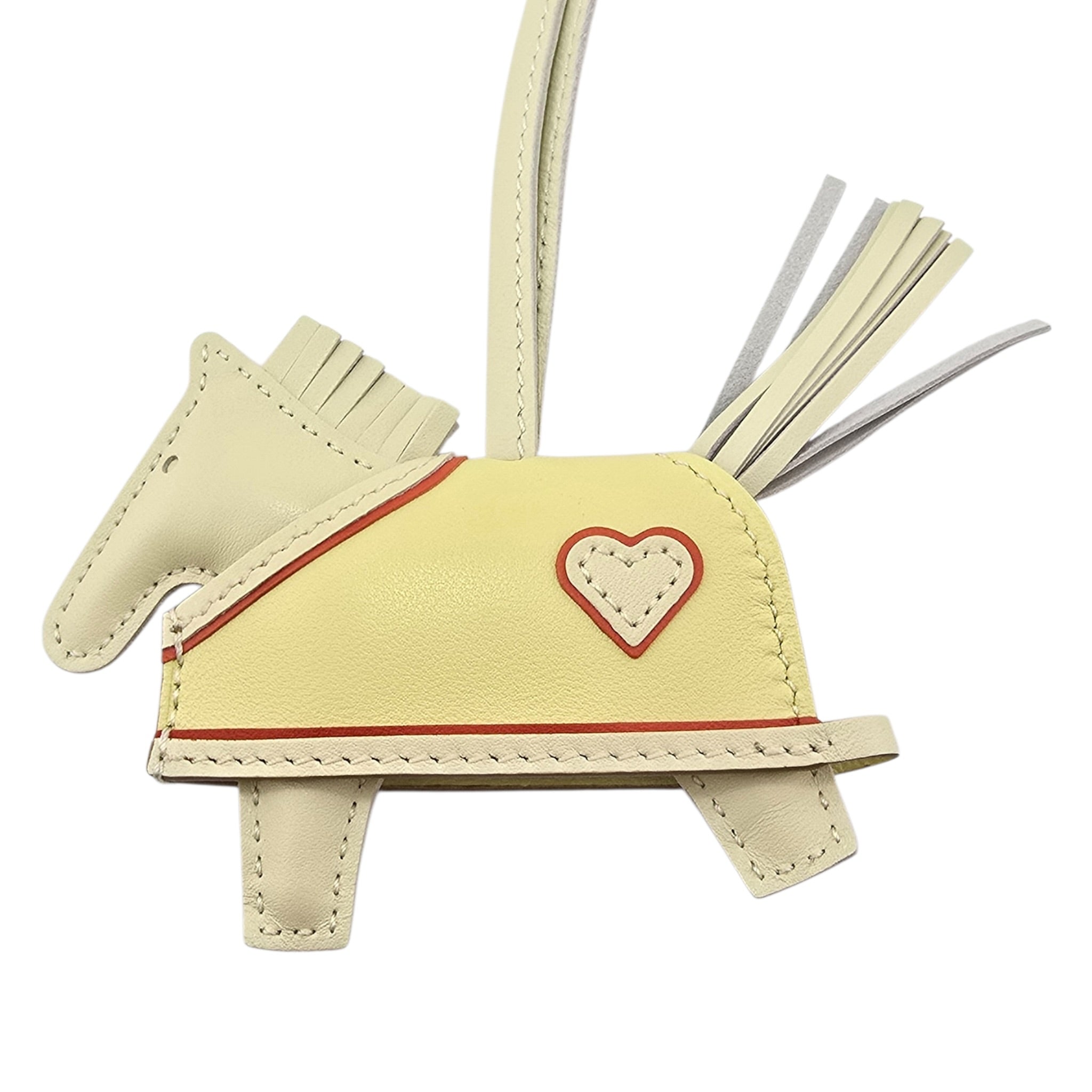 Hermès Rodeo Robeo Coeur Charm PM Craie, Jaune Milton & Rouge Radieux Milo Lambskin HERMES