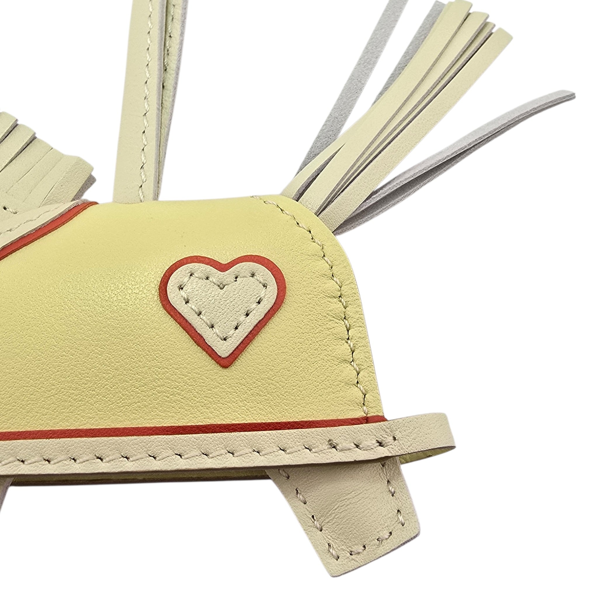 Hermès Rodeo Robeo Coeur Charm PM Craie, Jaune Milton & Rouge Radieux Milo Lambskin HERMES