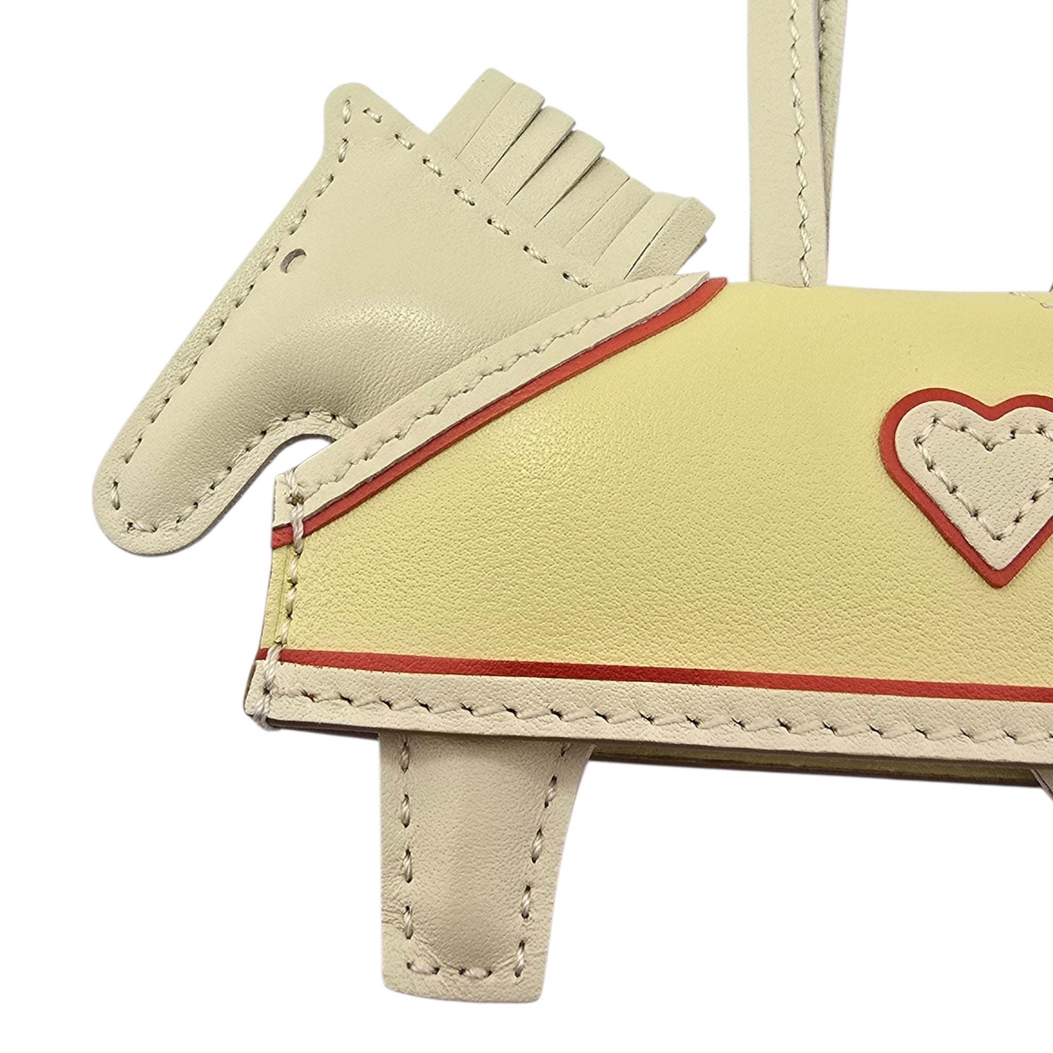 Hermès Rodeo Robeo Coeur Charm PM Craie, Jaune Milton & Rouge Radieux Milo Lambskin HERMES