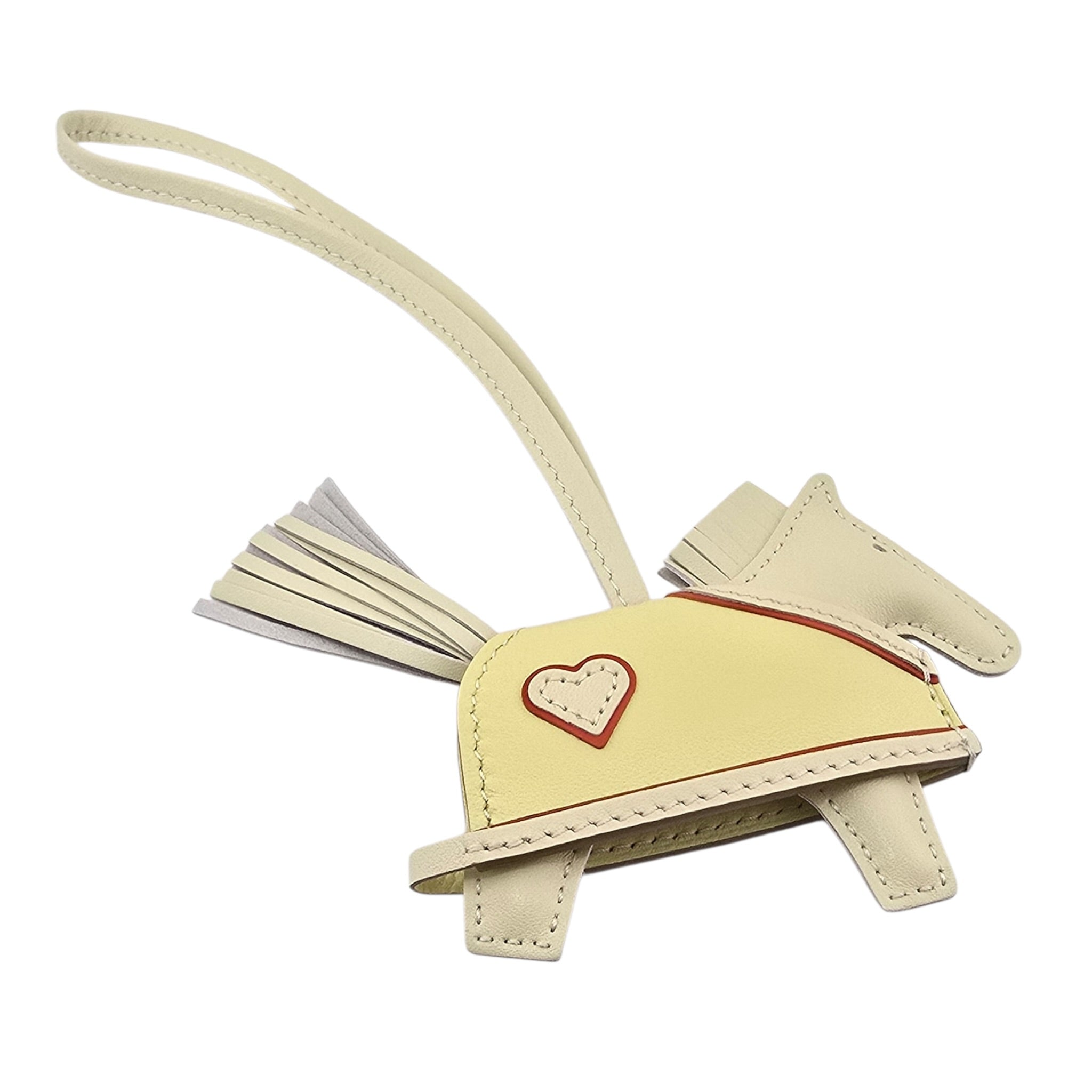 Hermès Rodeo Robeo Coeur Charm PM Craie, Jaune Milton & Rouge Radieux Milo Lambskin HERMES