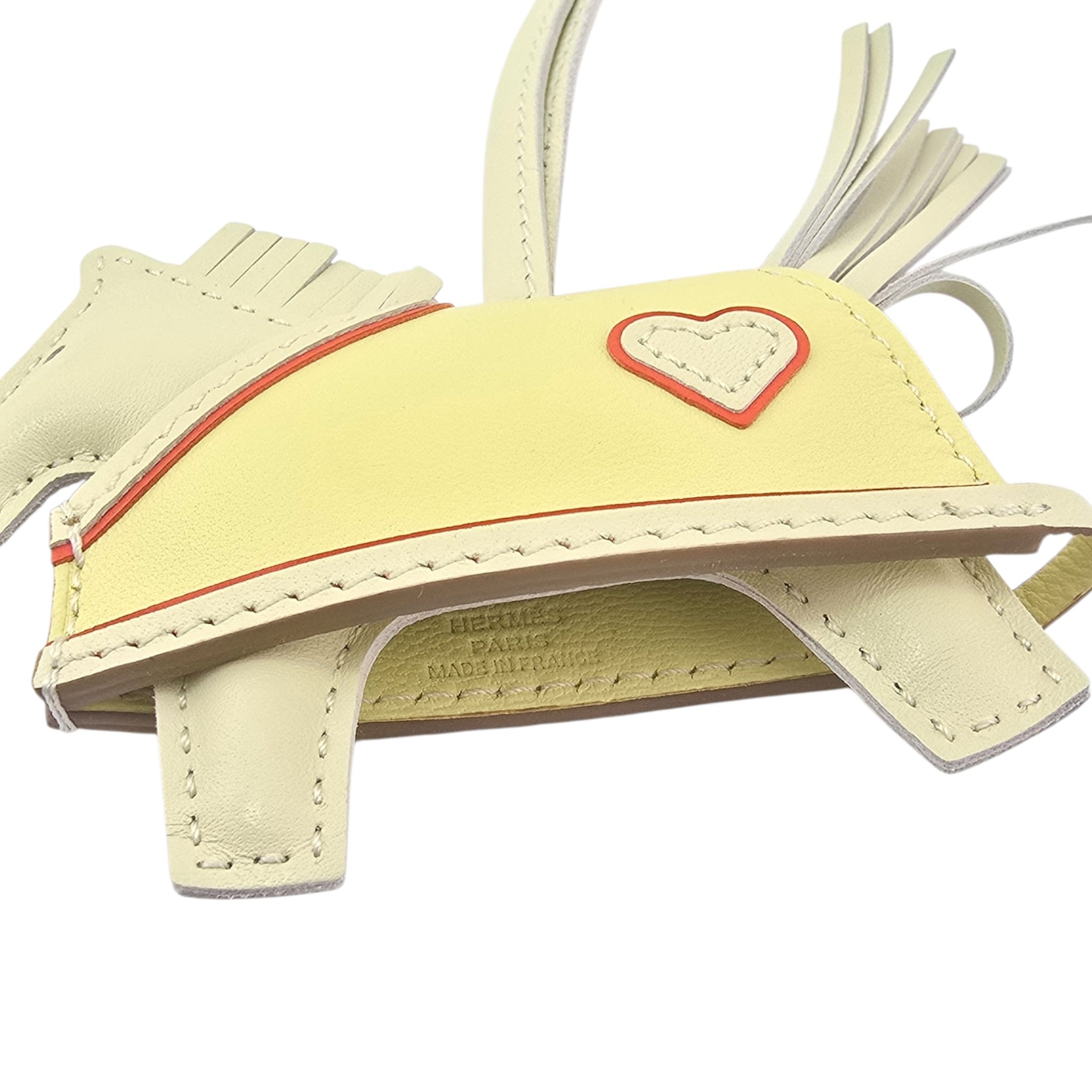 Hermès Rodeo Robeo Coeur Charm PM Craie, Jaune Milton & Rouge Radieux Milo Lambskin HERMES