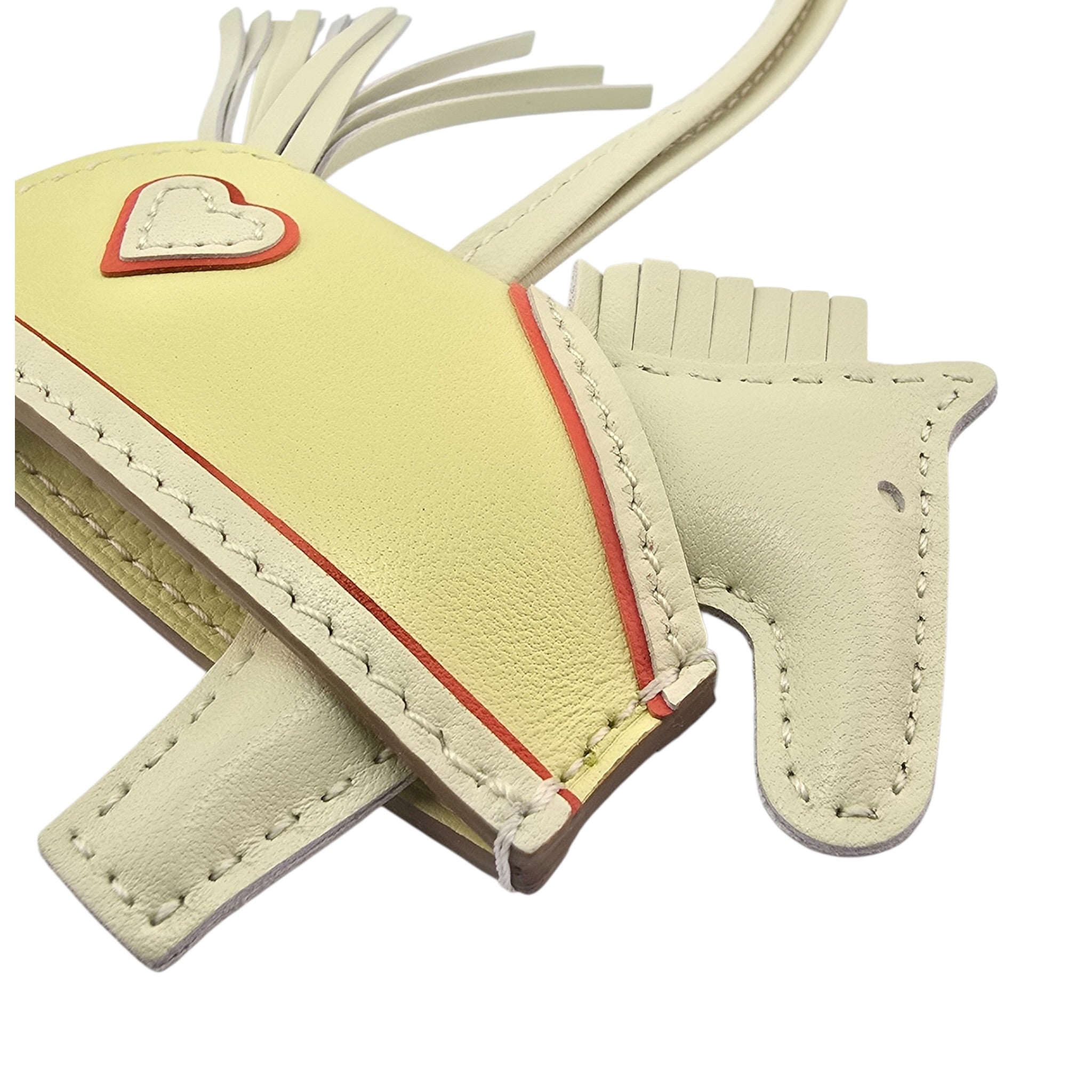 Hermès Rodeo Robeo Coeur Charm PM Craie, Jaune Milton & Rouge Radieux Milo Lambskin HERMES
