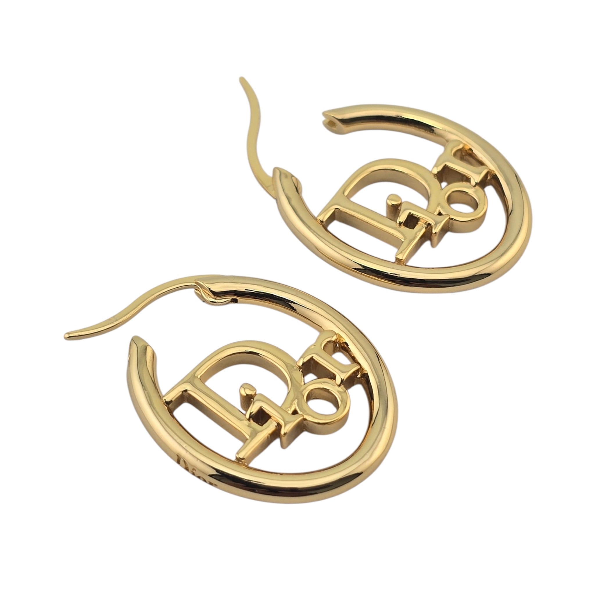 Christian Dior Oblique Gold Hoop Earrings DIOR