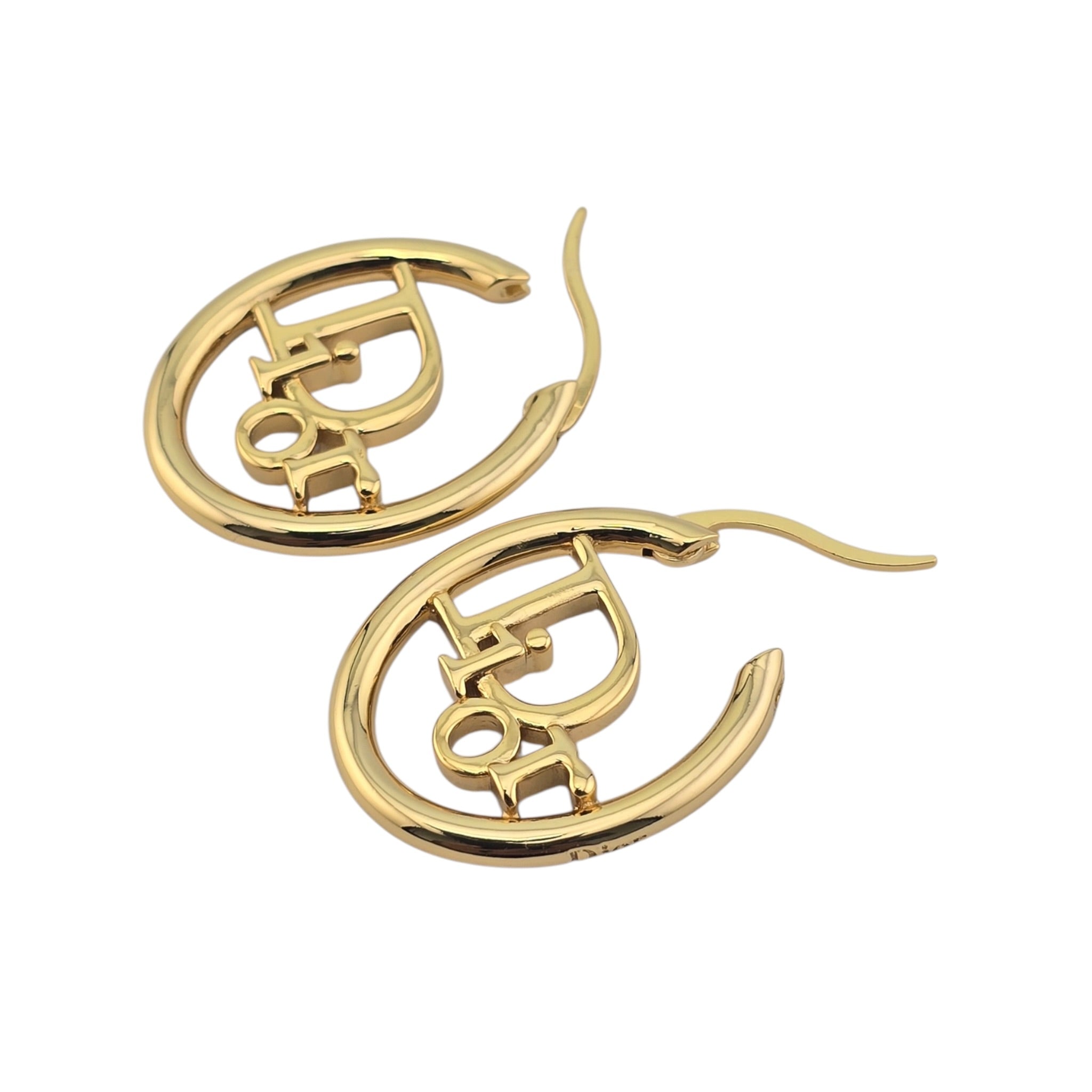 Christian Dior Oblique Gold Hoop Earrings DIOR