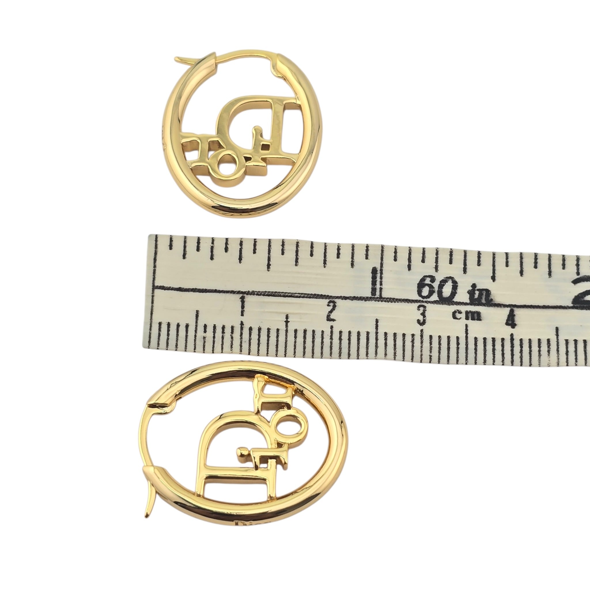 Christian Dior Oblique Gold Hoop Earrings DIOR