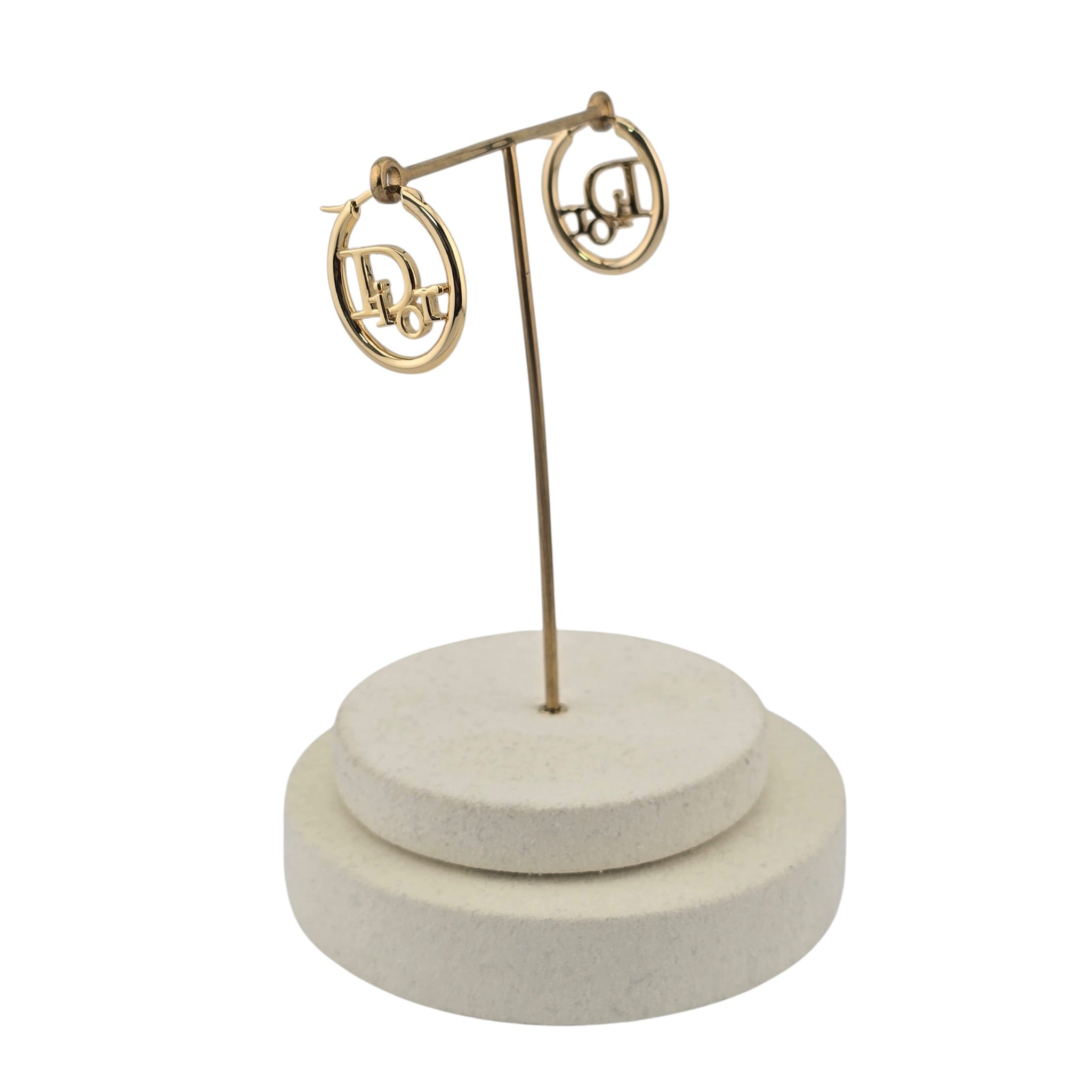 Christian Dior Oblique Gold Hoop Earrings DIOR