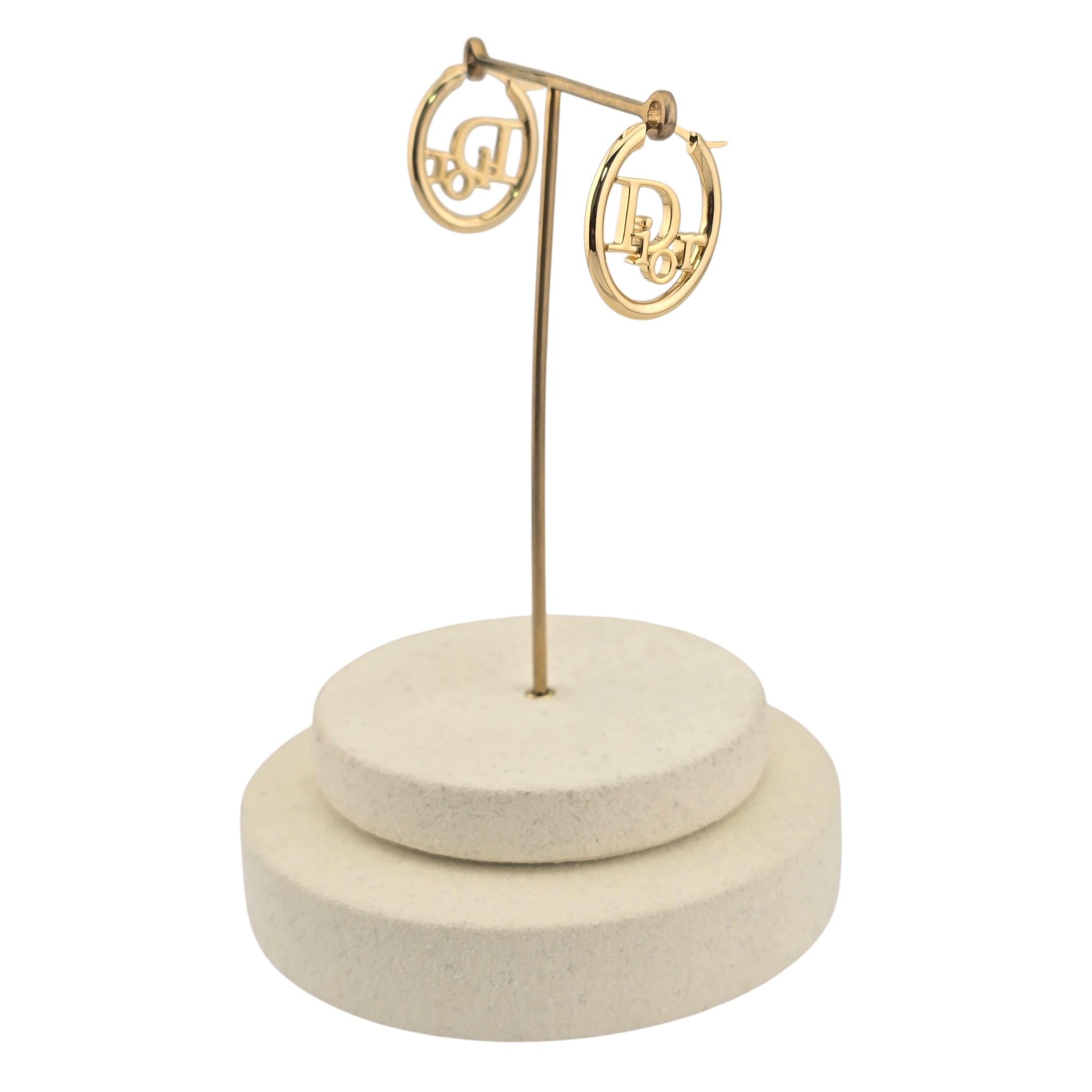 Christian Dior Oblique Gold Hoop Earrings DIOR