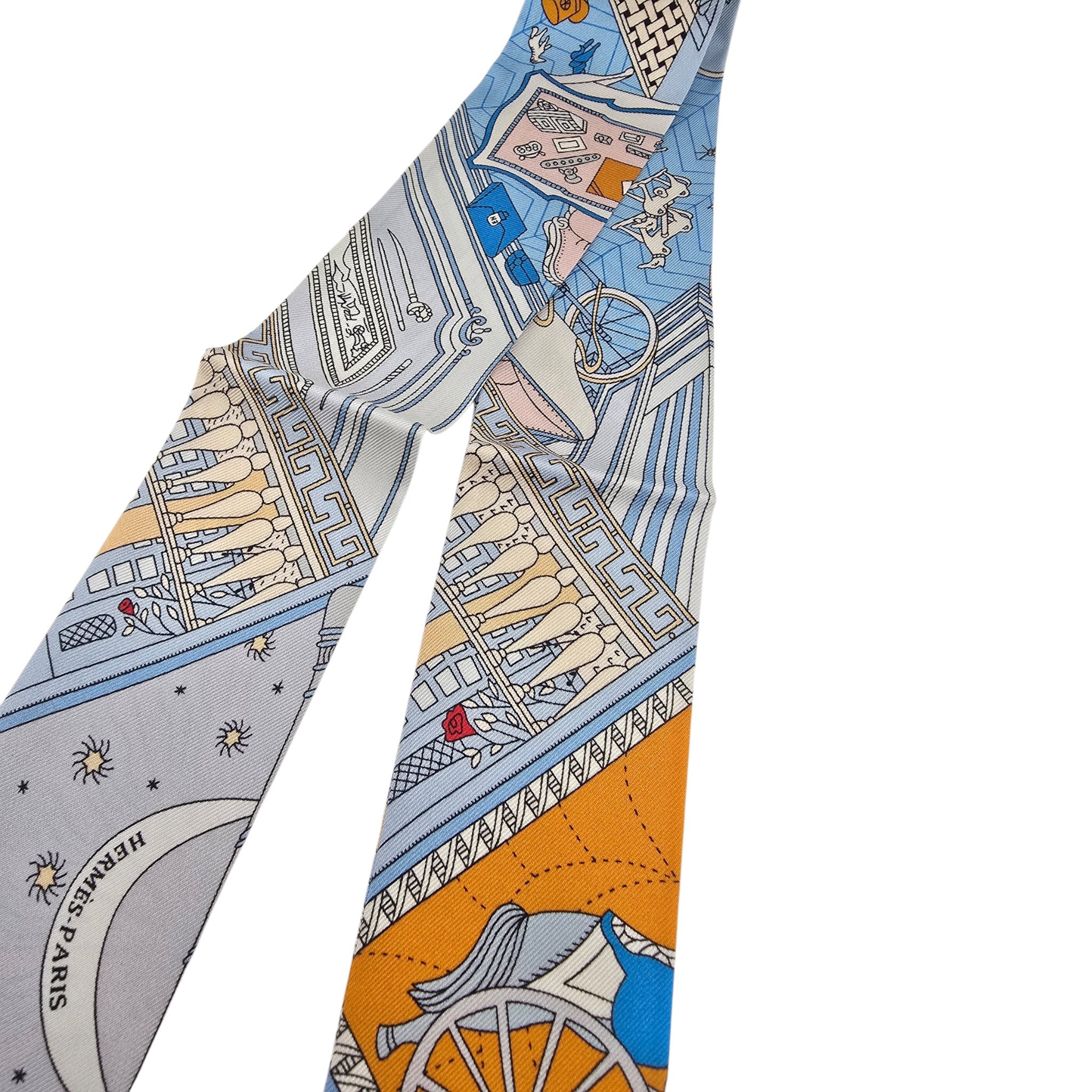 Hermes Silk Twilly Objets de Curiosite Blue HERMES