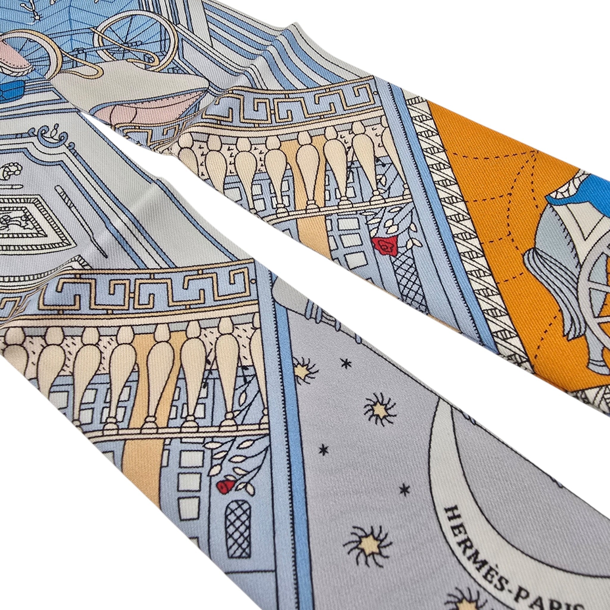 Hermes Silk Twilly Objets de Curiosite Blue HERMES