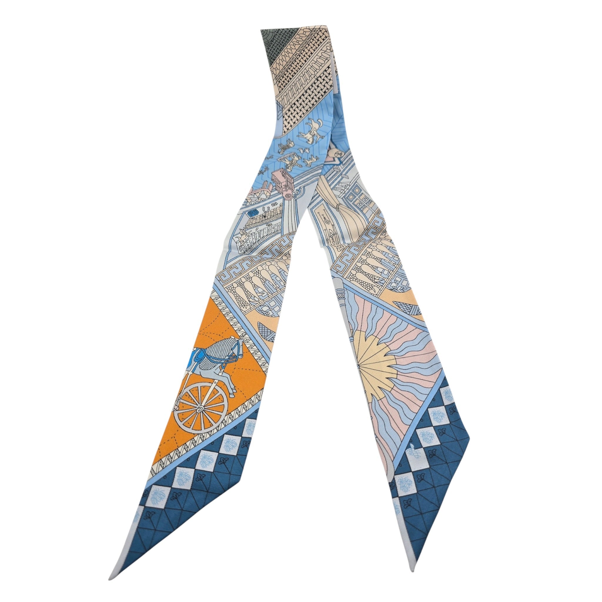 Hermes Silk Twilly Objets de Curiosite Blue HERMES
