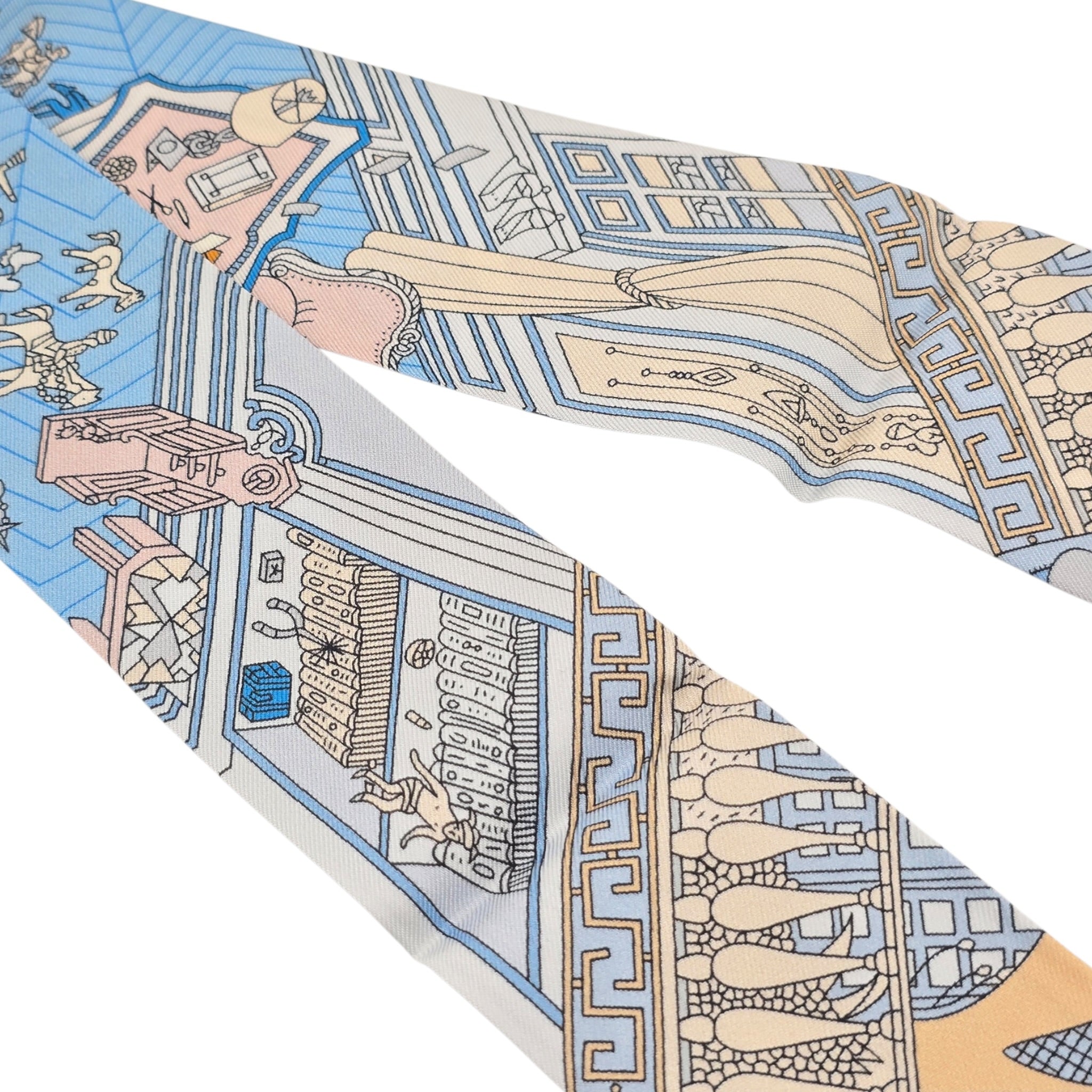 Hermes Silk Twilly Objets de Curiosite Blue HERMES