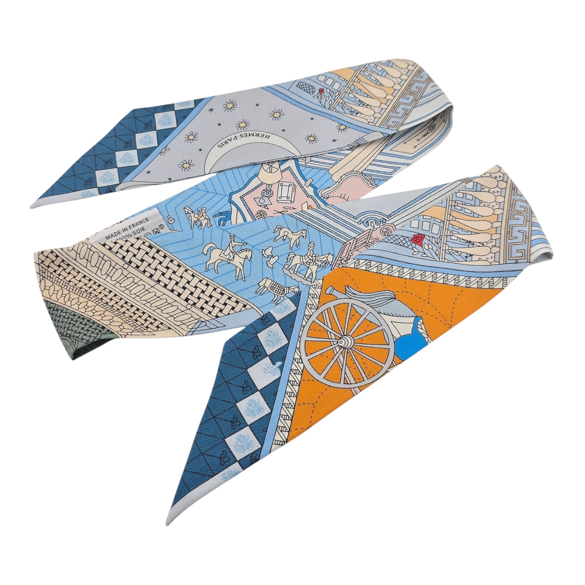Hermes Silk Twilly Objets de Curiosite Blue HERMES