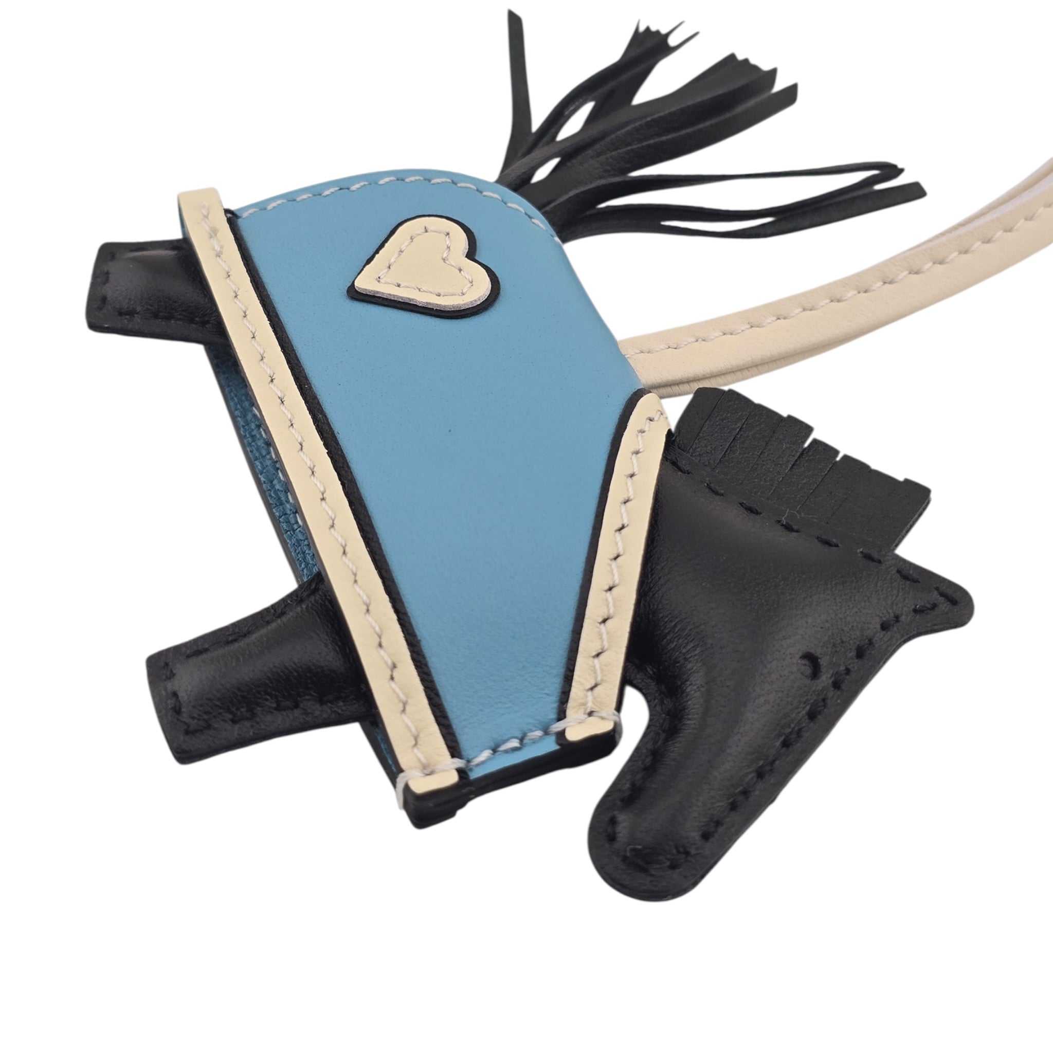 Hermès Rodeo Robeo Coeur Bag Charm PM Noir / Craie / Céleste / Noir Milo Lambskin HERMES