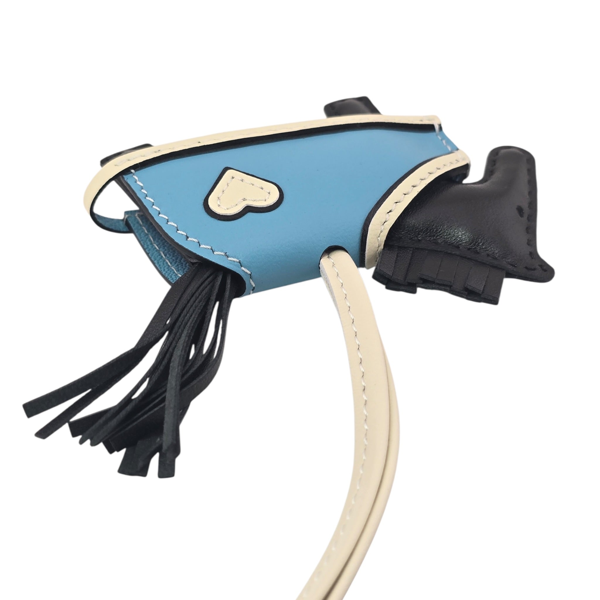 Hermès Rodeo Robeo Coeur Bag Charm PM Noir / Craie / Céleste / Noir Milo Lambskin HERMES