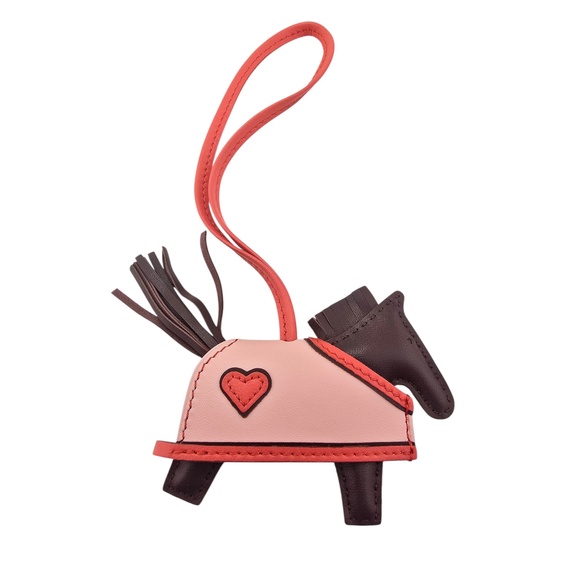 Hermès Rodeo Robeo Coeur Bag Charm PM Terre / Capucine / Rose Sakura / Terre Milo Lambskin HERMES