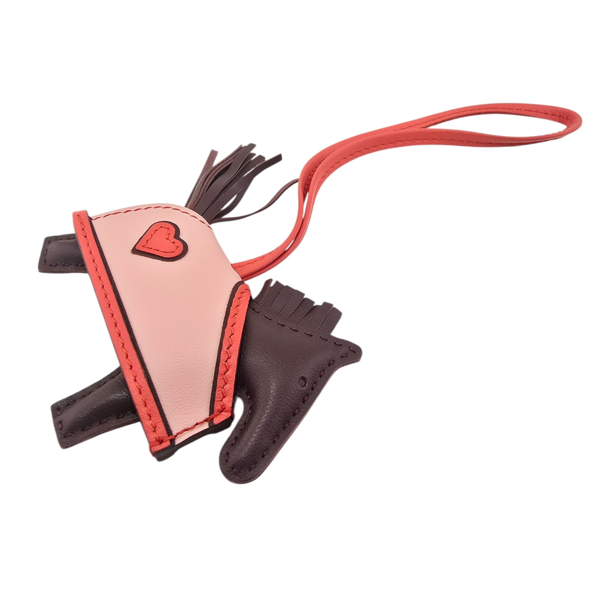 Hermès Rodeo Robeo Coeur Bag Charm PM Terre / Capucine / Rose Sakura / Terre Milo Lambskin HERMES