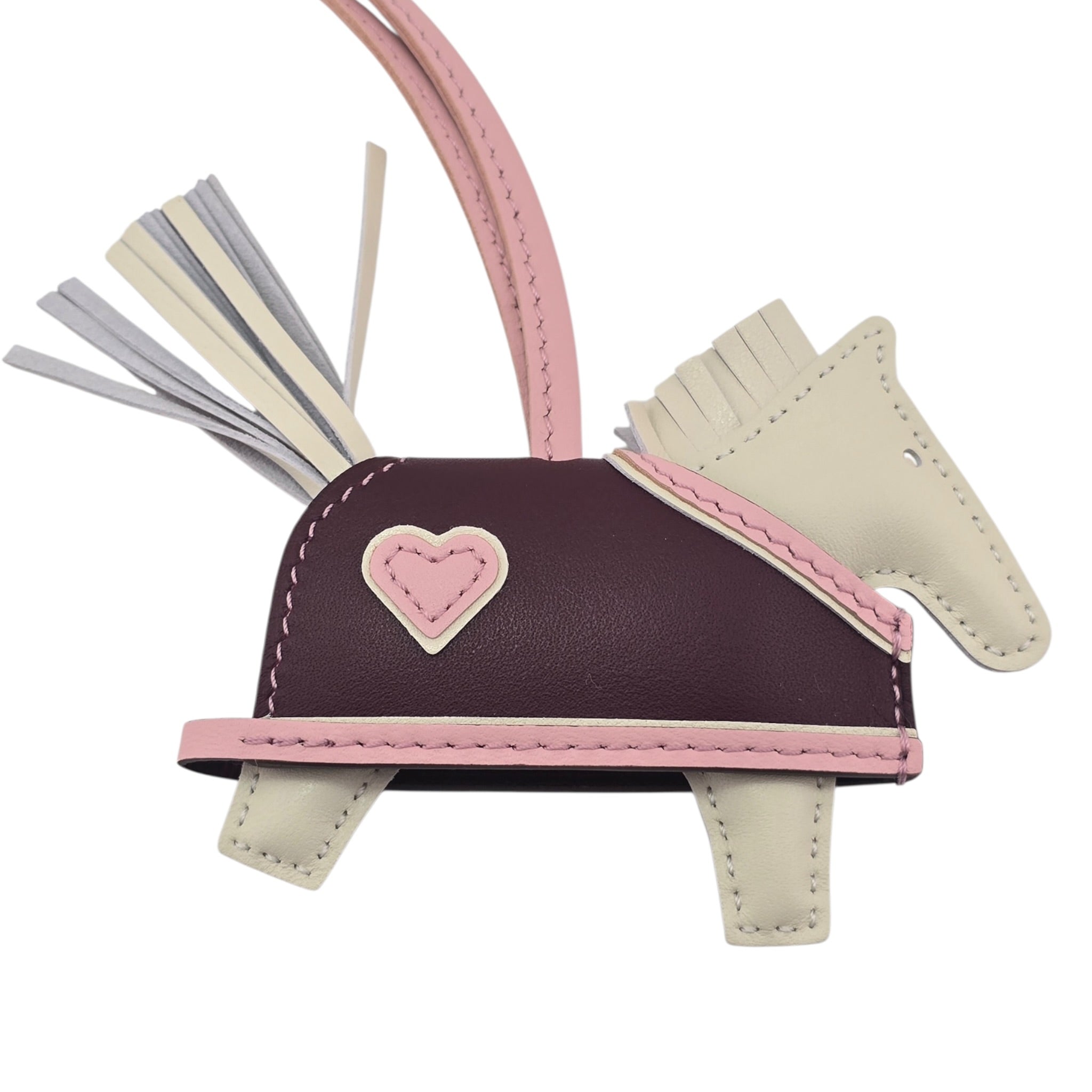 Hermès Rodeo Robeo Coeur Bag Charm PM Craie / Rose Sakura / Terre Milo Lambskin HERMES