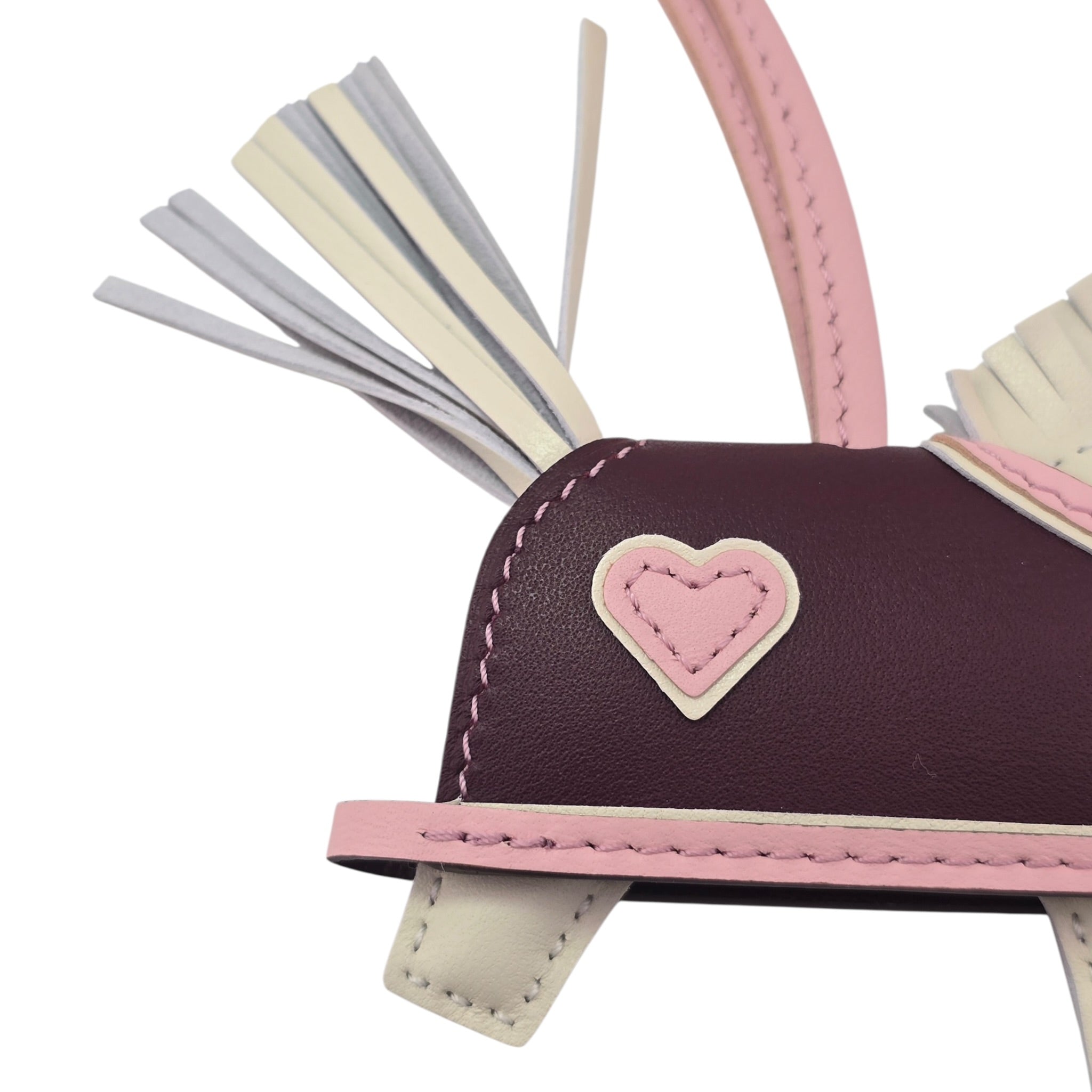 Hermès Rodeo Robeo Coeur Bag Charm PM Craie / Rose Sakura / Terre Milo Lambskin HERMES