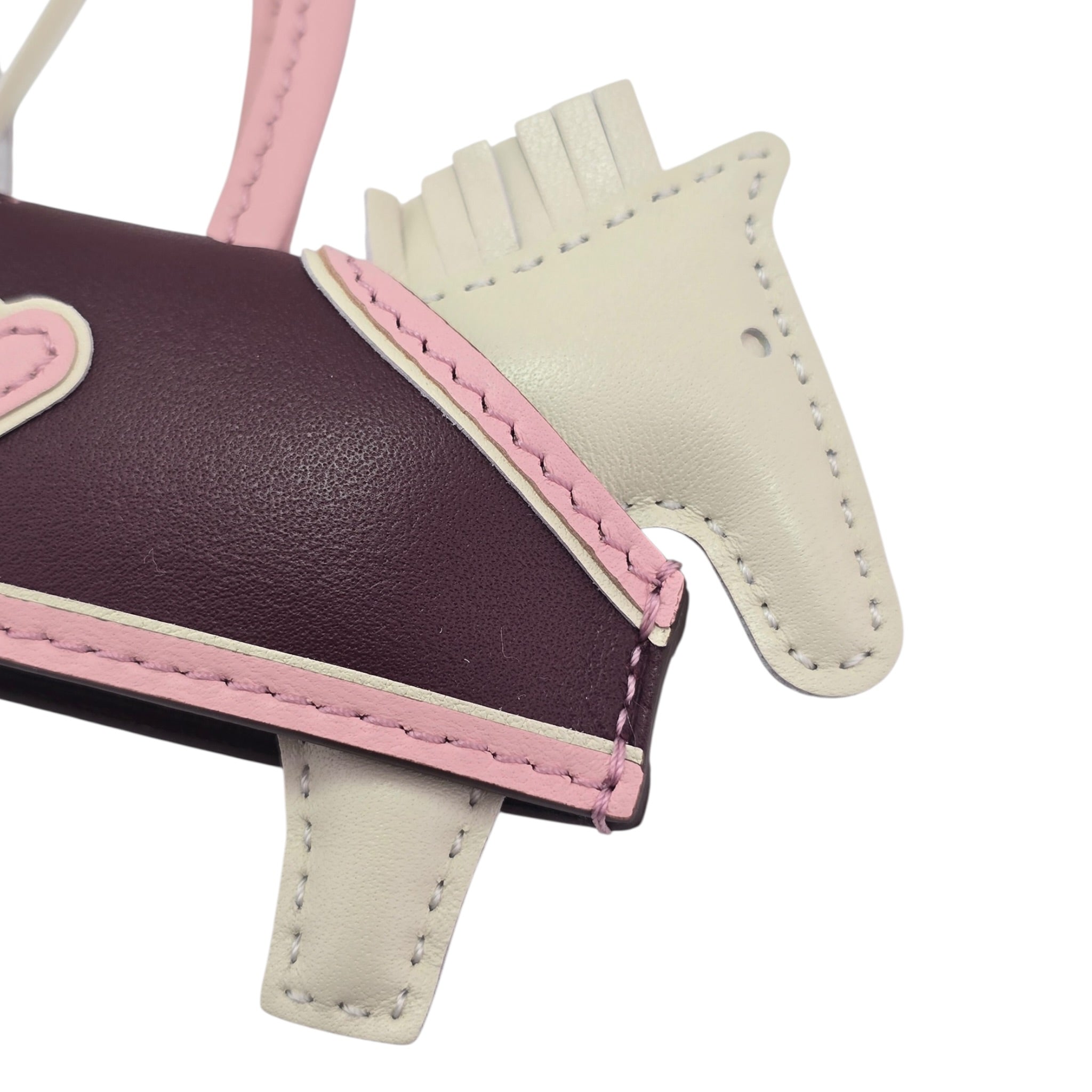 Hermès Rodeo Robeo Coeur Bag Charm PM Craie / Rose Sakura / Terre Milo Lambskin HERMES