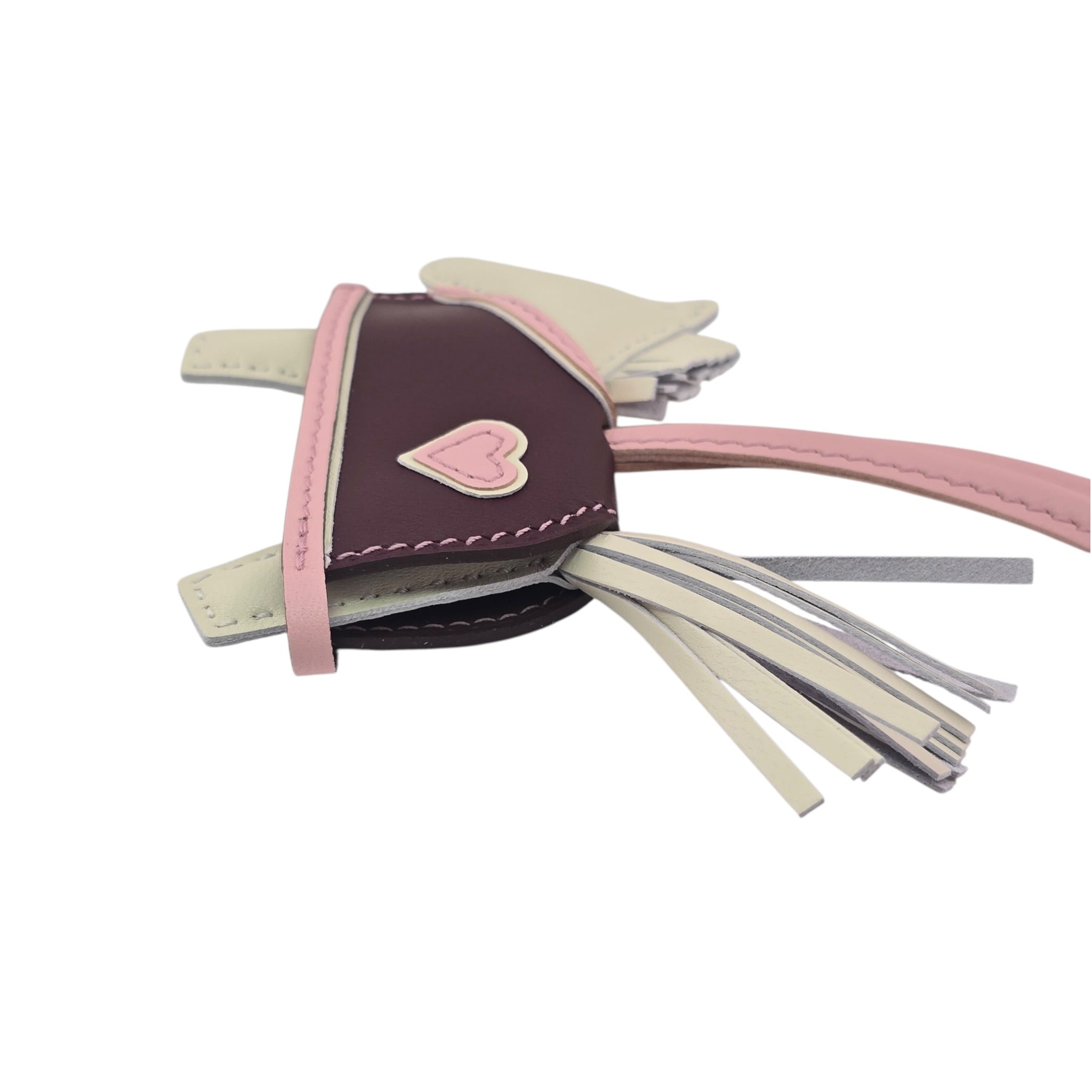 Hermès Rodeo Robeo Coeur Bag Charm PM Craie / Rose Sakura / Terre Milo Lambskin HERMES