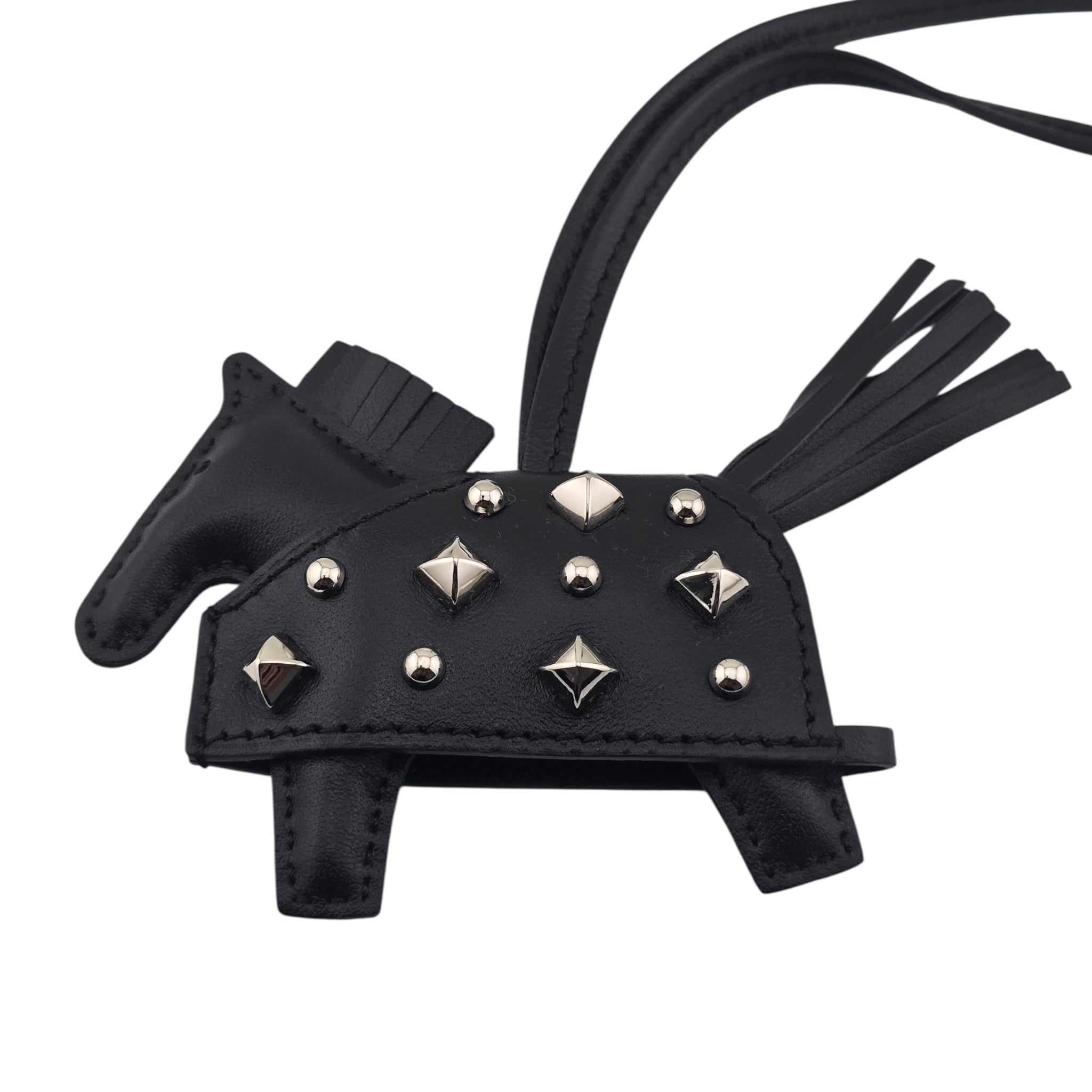 Hermès Rodeo Robeo Rock Studded Bag Charm PM Noir Lambskin HERMES