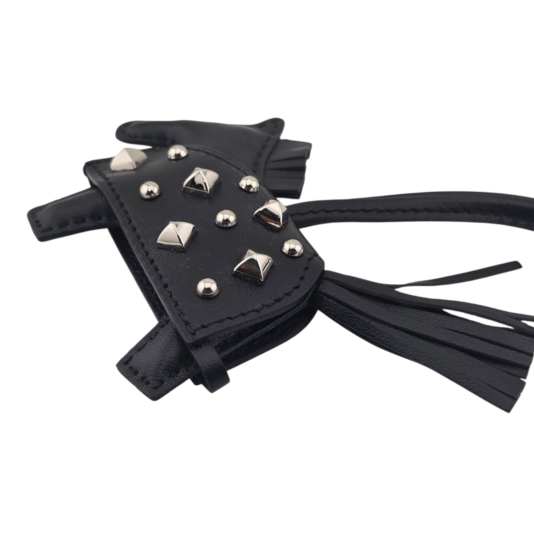 Hermès Rodeo Robeo Rock Studded Bag Charm PM Noir Lambskin HERMES