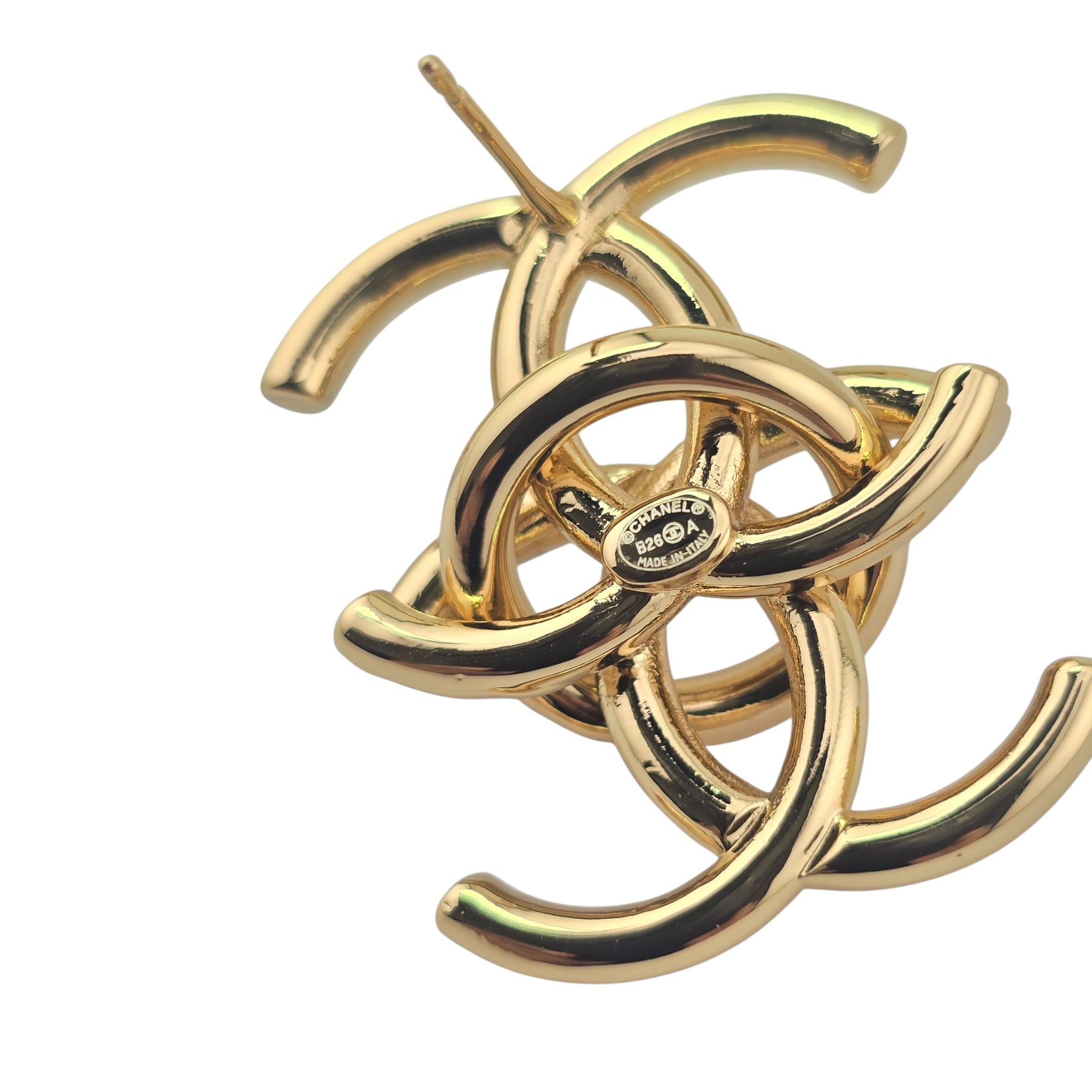 Chanel CC Double Interlock Gold Earrings 2026 CHANEL