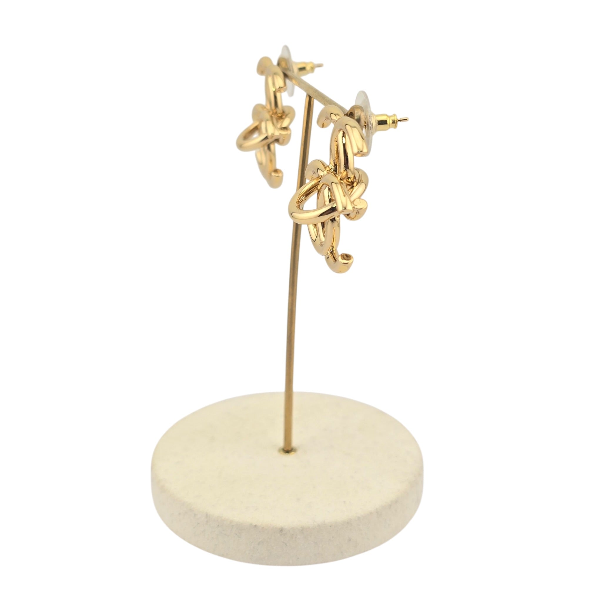 Chanel CC Double Interlock Gold Earrings 2026 CHANEL