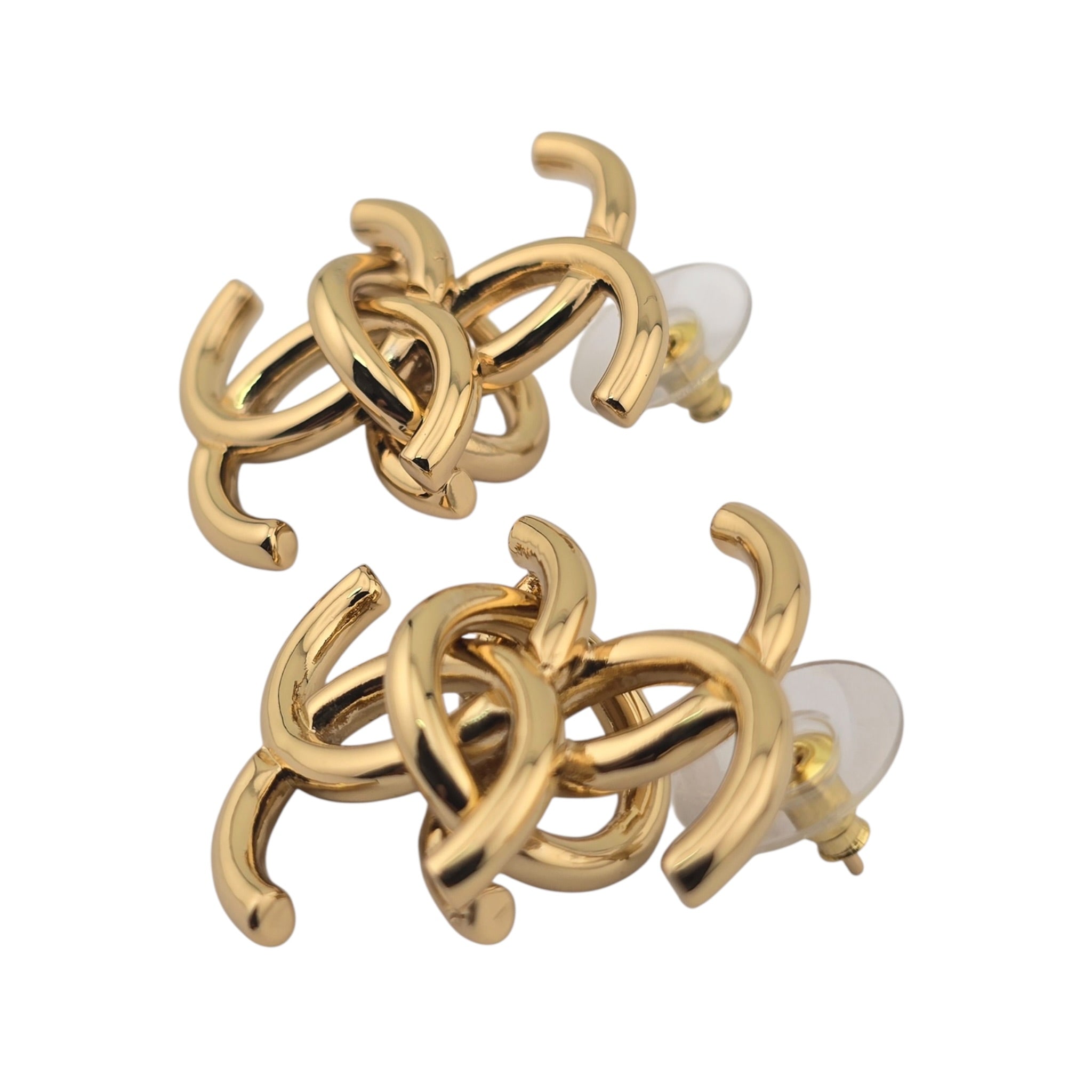 Chanel CC Double Interlock Gold Earrings 2026 CHANEL
