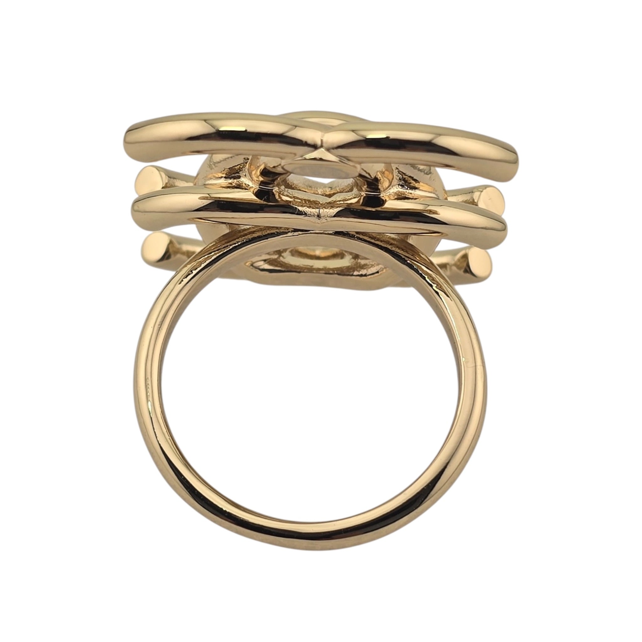 Chanel CC Double Interlock Gold Ring 2026 CHANEL