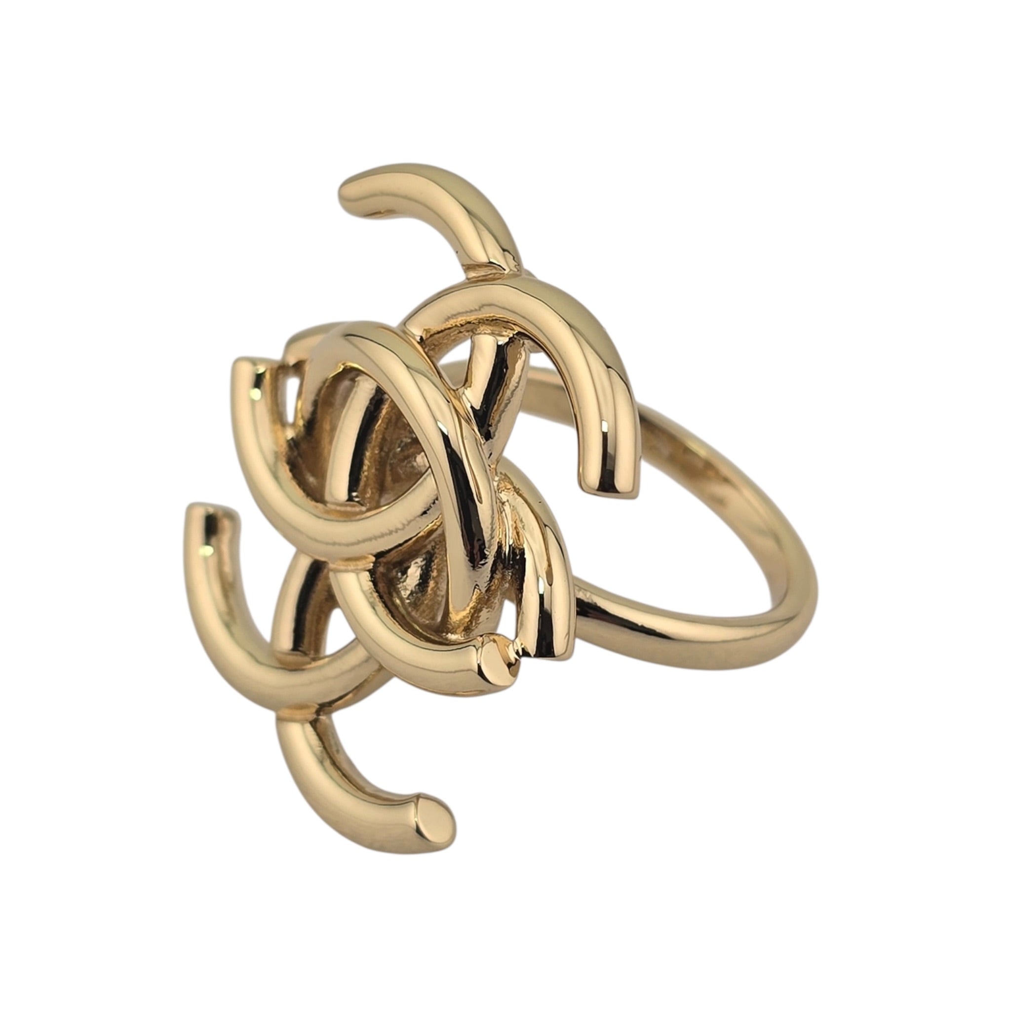 Chanel CC Double Interlock Gold Ring 2026 CHANEL