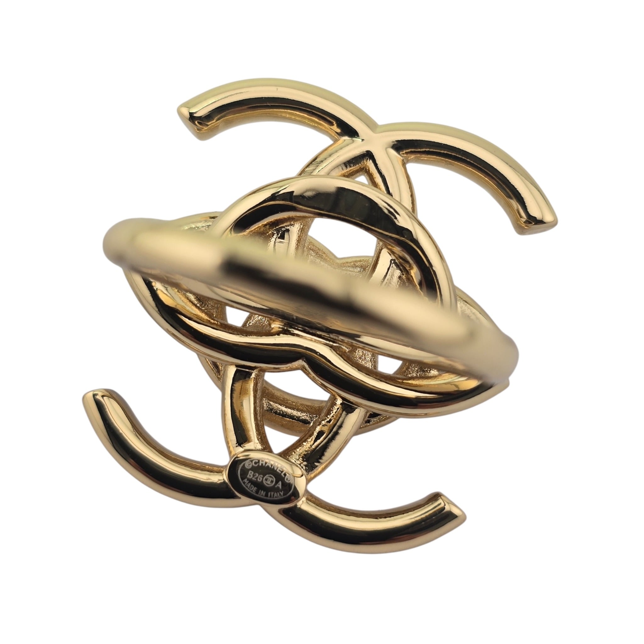 Chanel CC Double Interlock Gold Ring 2026 CHANEL